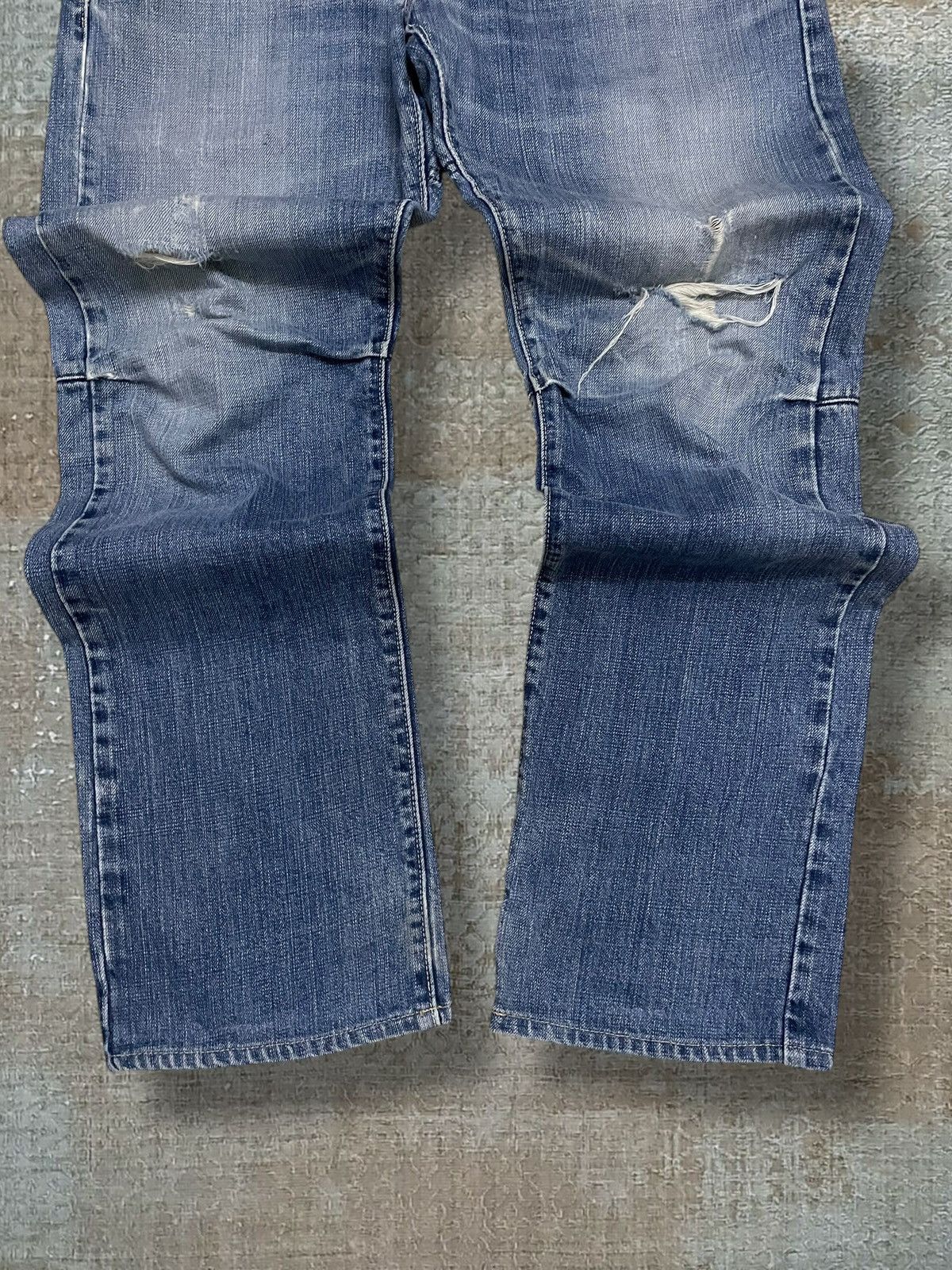 Japanese Brand Vintage 1990s Designer Jappan Studio Ecru Distressed Denim Size US 32 / EU 48 - 3 Thumbnail