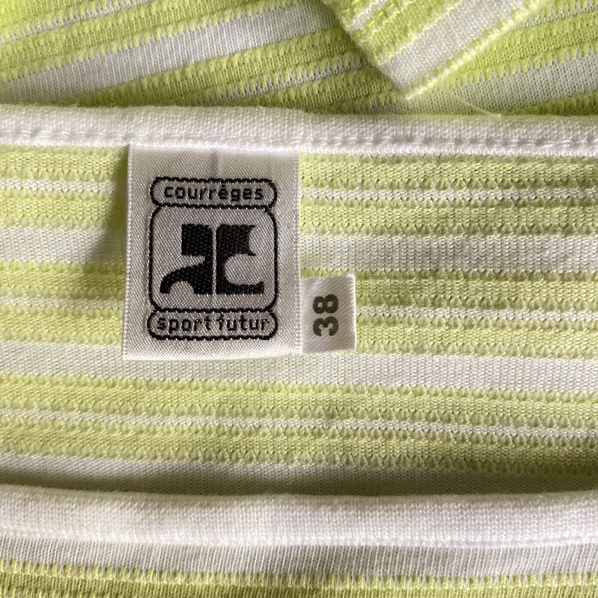 Courreges Courreges Lime Green Striped Short Sleeve Tee Size XS / US 0-2 / IT 36-38 - 9 Thumbnail