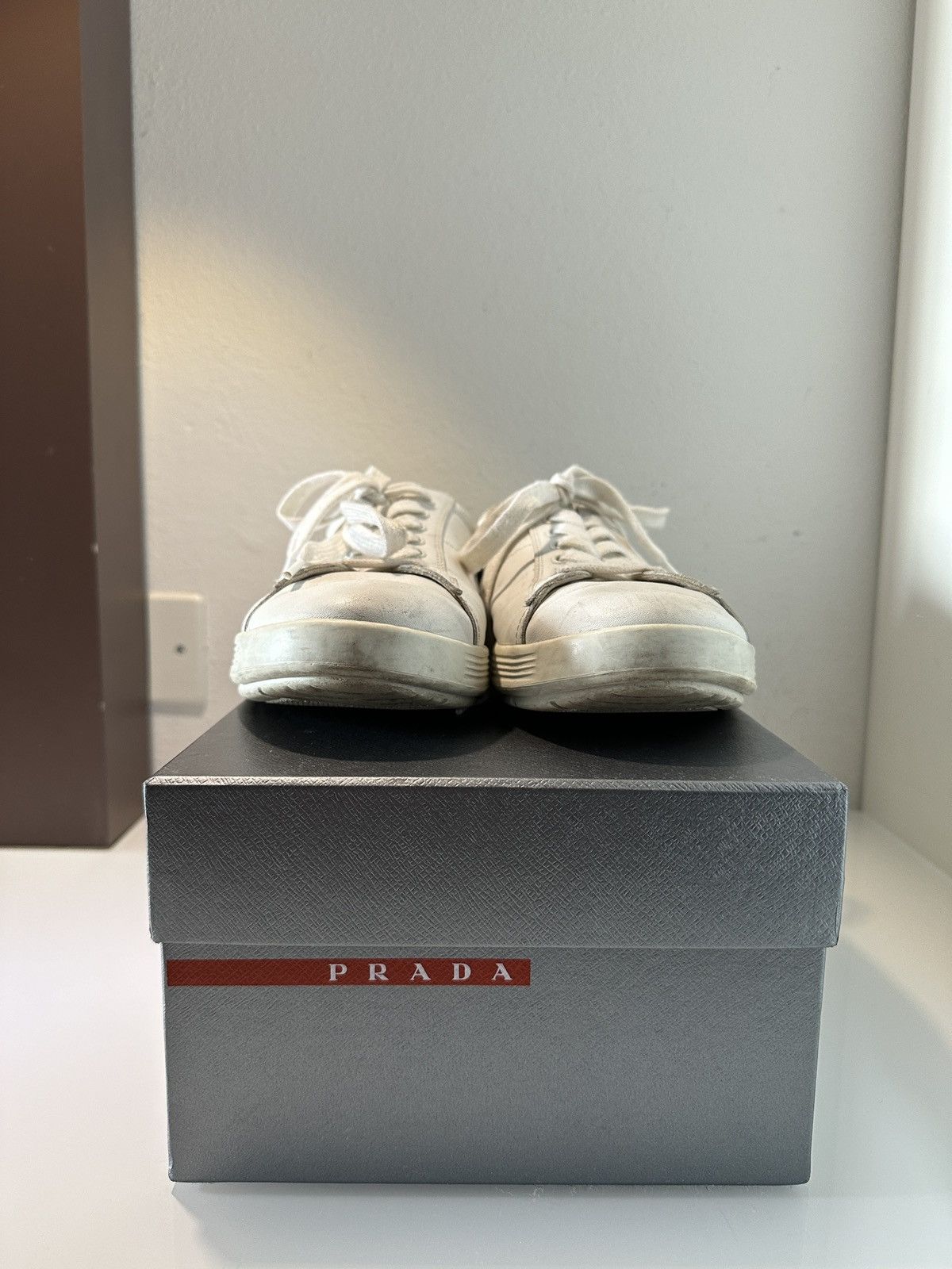 Prada Prada White Calf Leather Sneakers Size US 8 / EU 41 - 4 Thumbnail