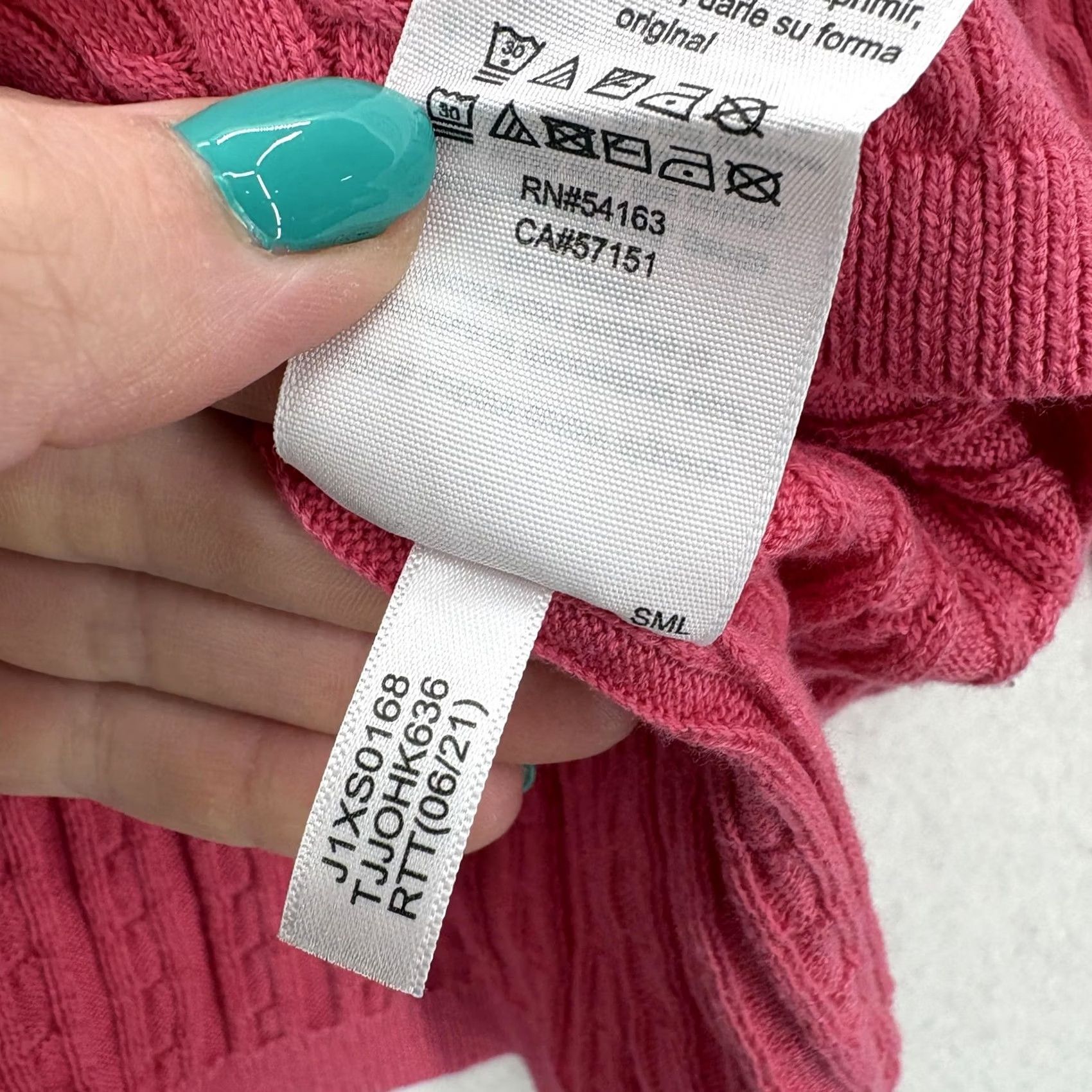 Tommy Hilfiger Tommy Hilfiger Sweater Womens Small Pink 100% Cotton V Neck Cable Knit Pullover Size S / US 4 / IT 40 - 6 Thumbnail