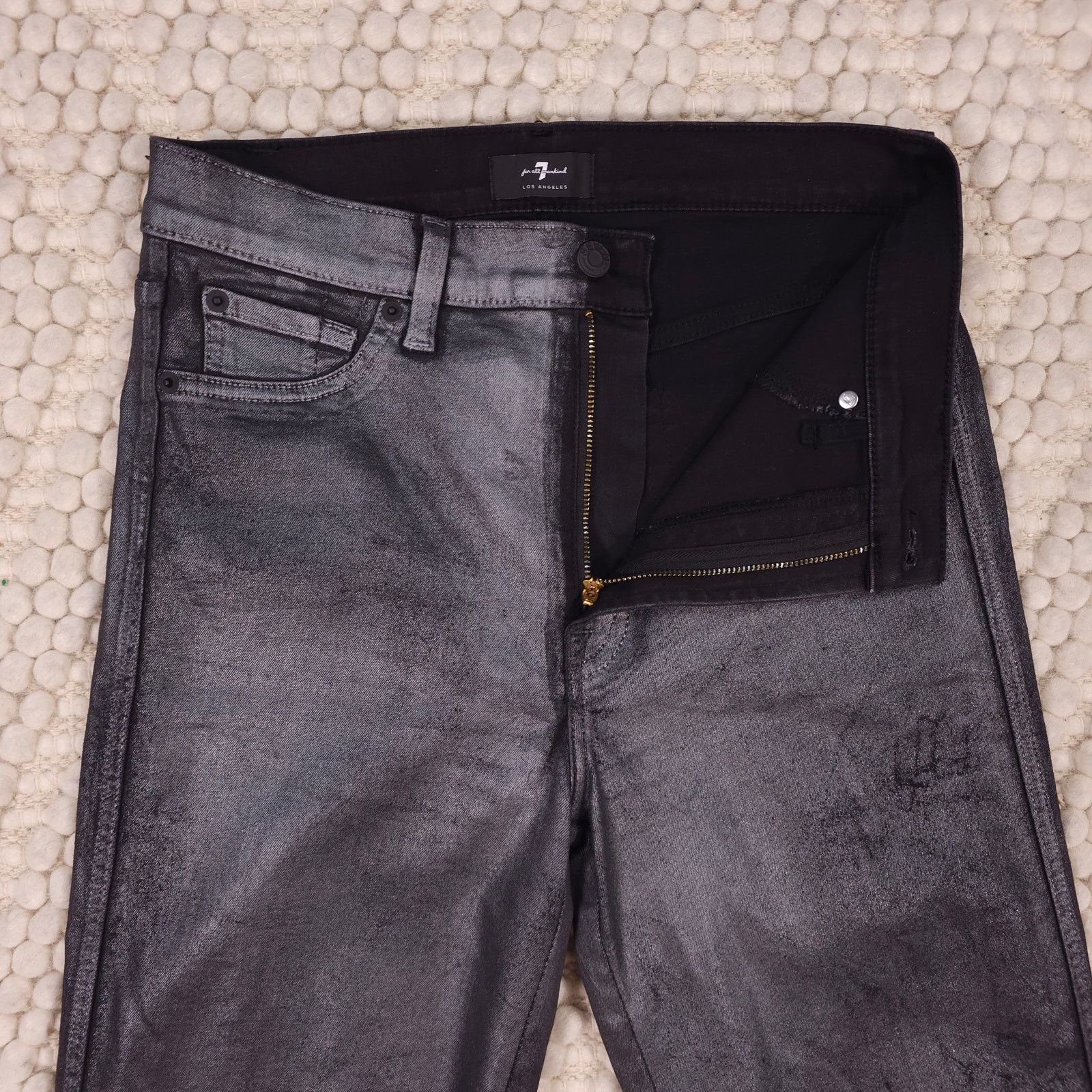 7 For All Mankind 7 For All Mankind High Waist Straight Jeans Coated Pewter 28 Size 28" / US 6 / IT 42 - 3 Thumbnail