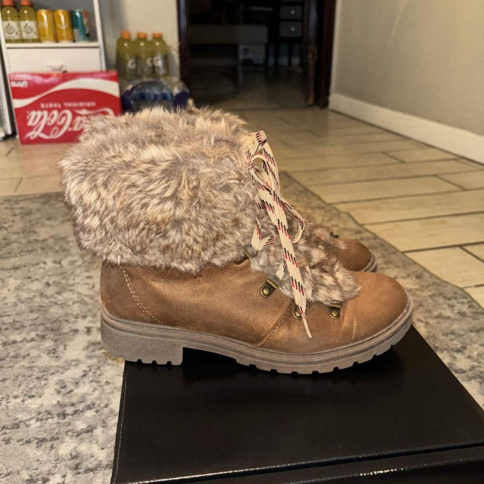 Other Chunky Faux Fur Microsuede Womens Boots Size US 8.5 / IT 38.5 - 4 Thumbnail