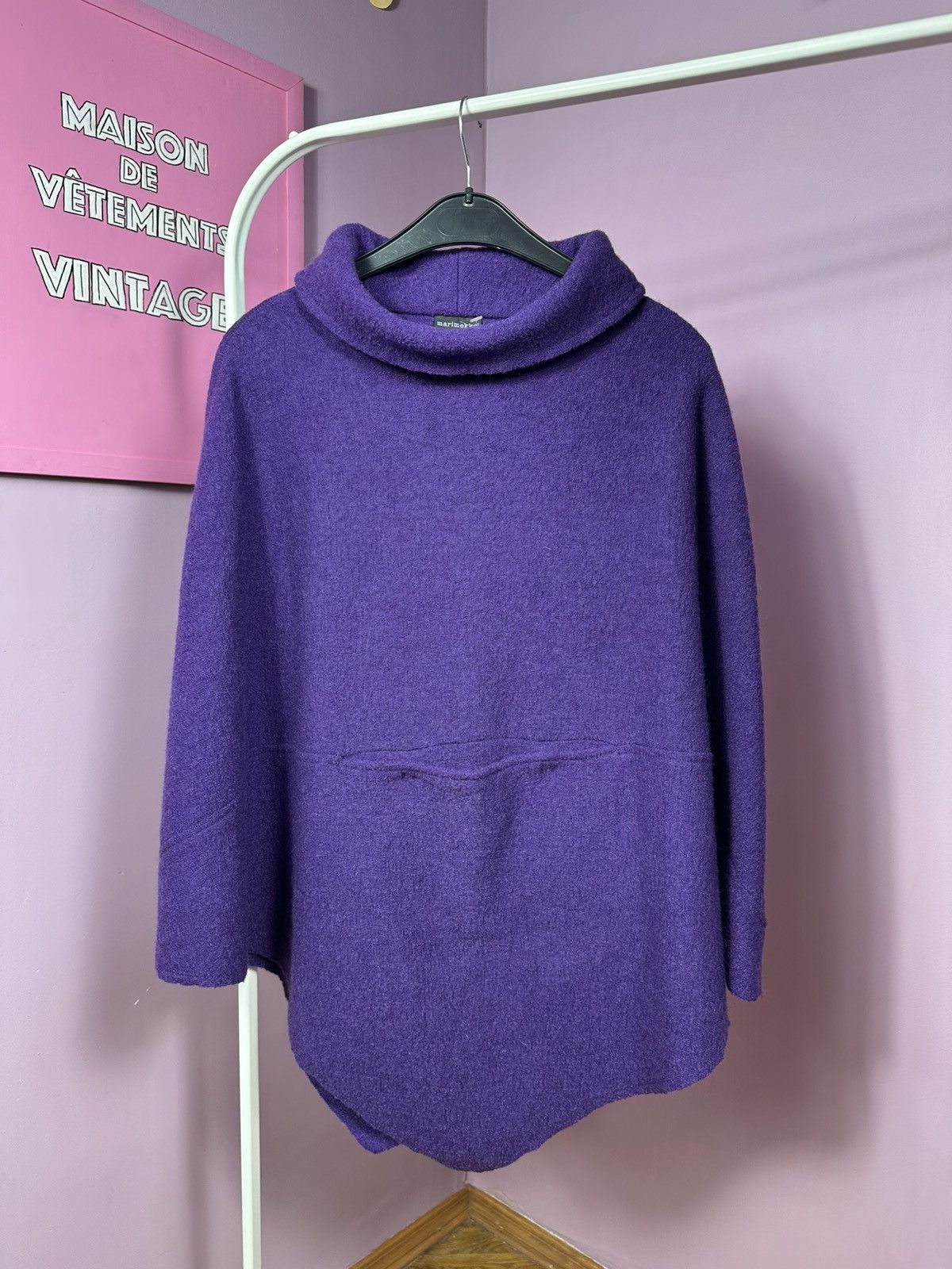 Marimekko Marimekko Mika Piirainen Wool Poncho Cape Coat Turtleneck Size ONE SIZE - 3 Thumbnail