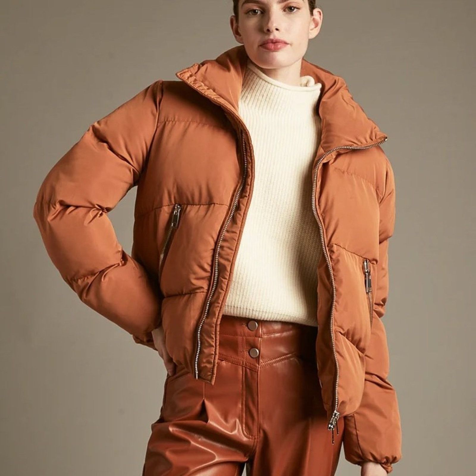 Other DELUC Women's Lipa Rust Puffer Zipper Jacket Sz S Size S / US 4 / IT 40 - 1 Thumbnail