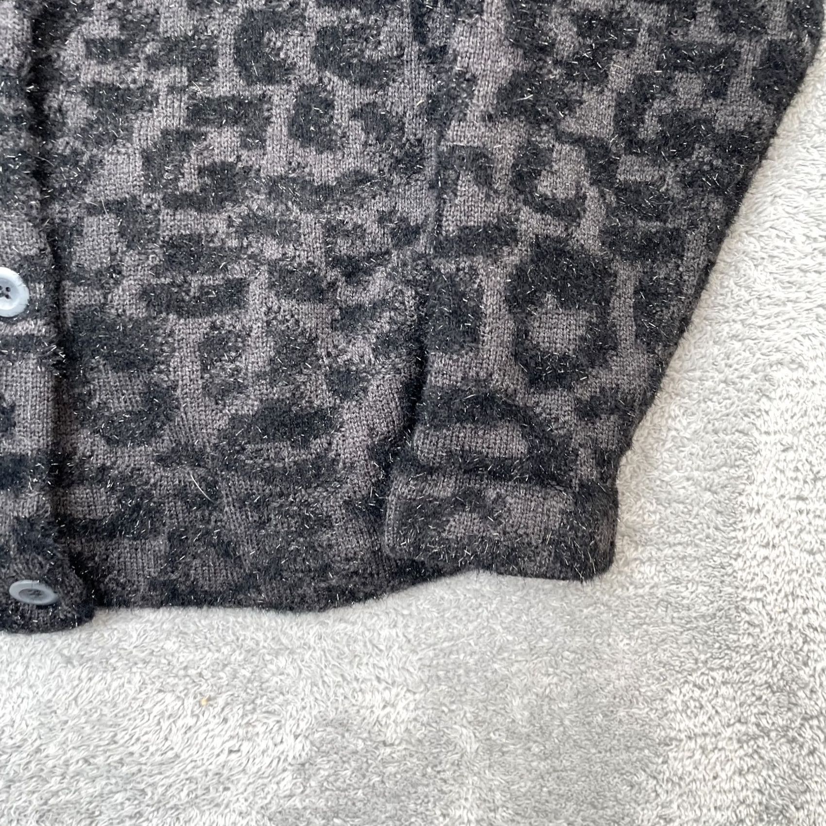 Lululemon Lululemon Womens Medium Gray Leopard Merino Wool Blend Jacquard Cardigan Sweater Size M / US 6-8 / IT 42-44 - 6 Thumbnail