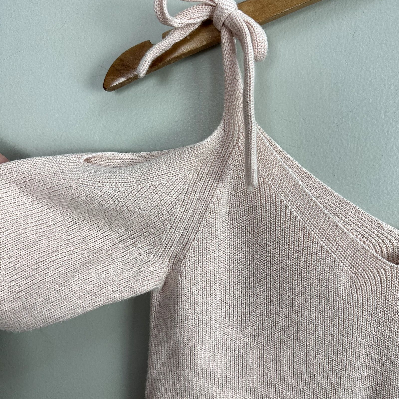 Loft Pink Tie Shoulder Ribbed Sweater Top S Size S / US 4 / IT 40 - 4 Thumbnail