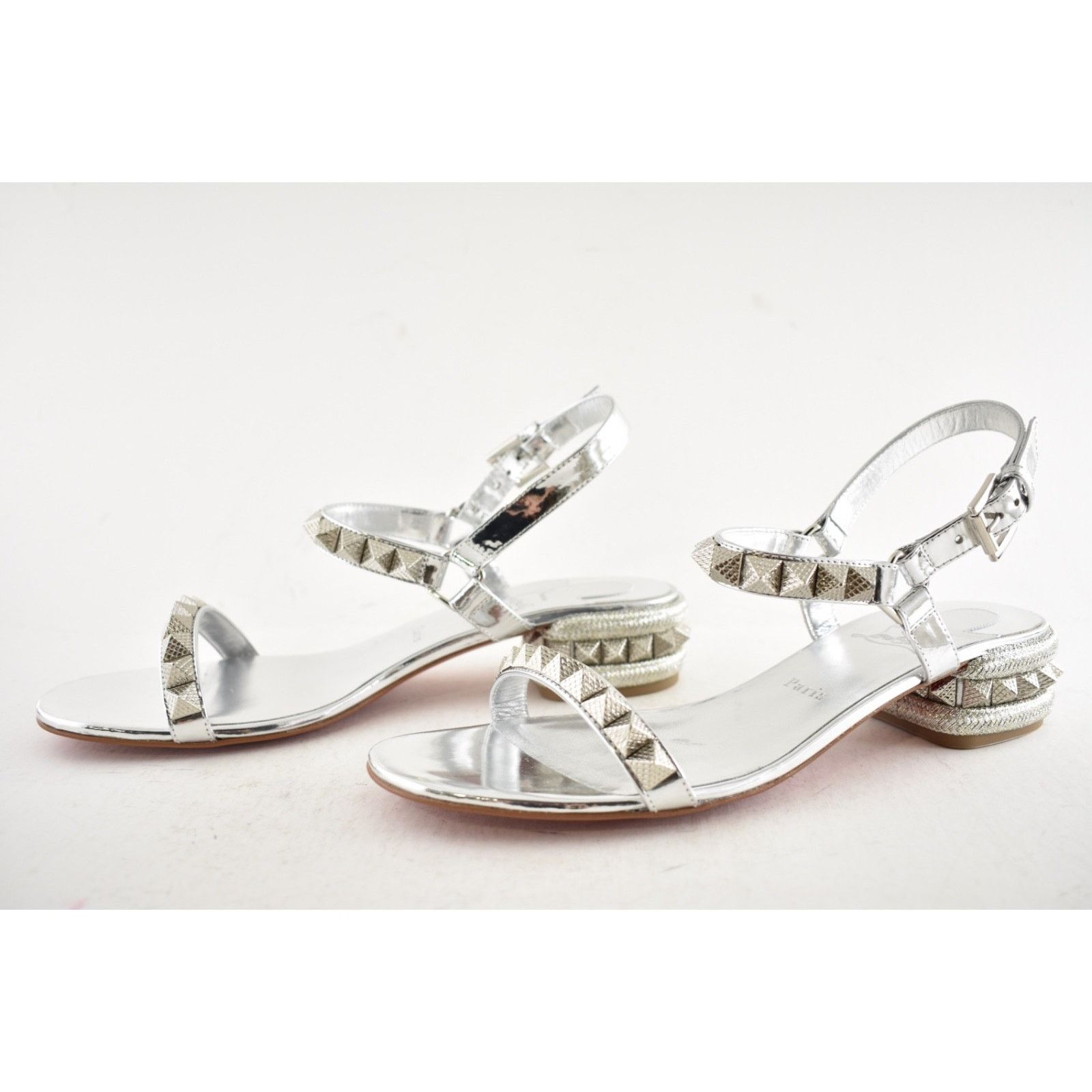 Christian Louboutin Christian Louboutin Pyrasand Silver Sandal 38.5 Size US 8.5 / IT 38.5 - 14 Thumbnail