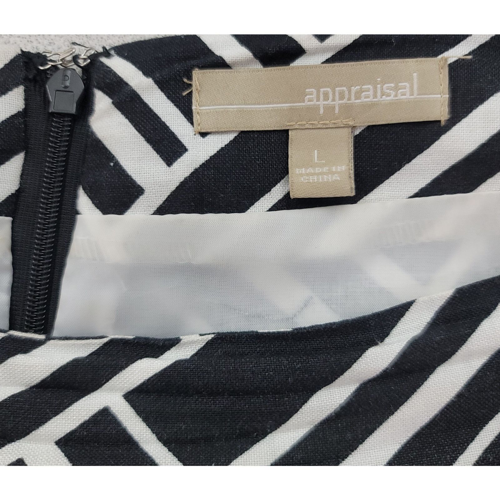 Other Appraisal Black White Stripe A Line Skirt Large Lined Linen Size 36" / US 14 / IT 50 - 3 Thumbnail