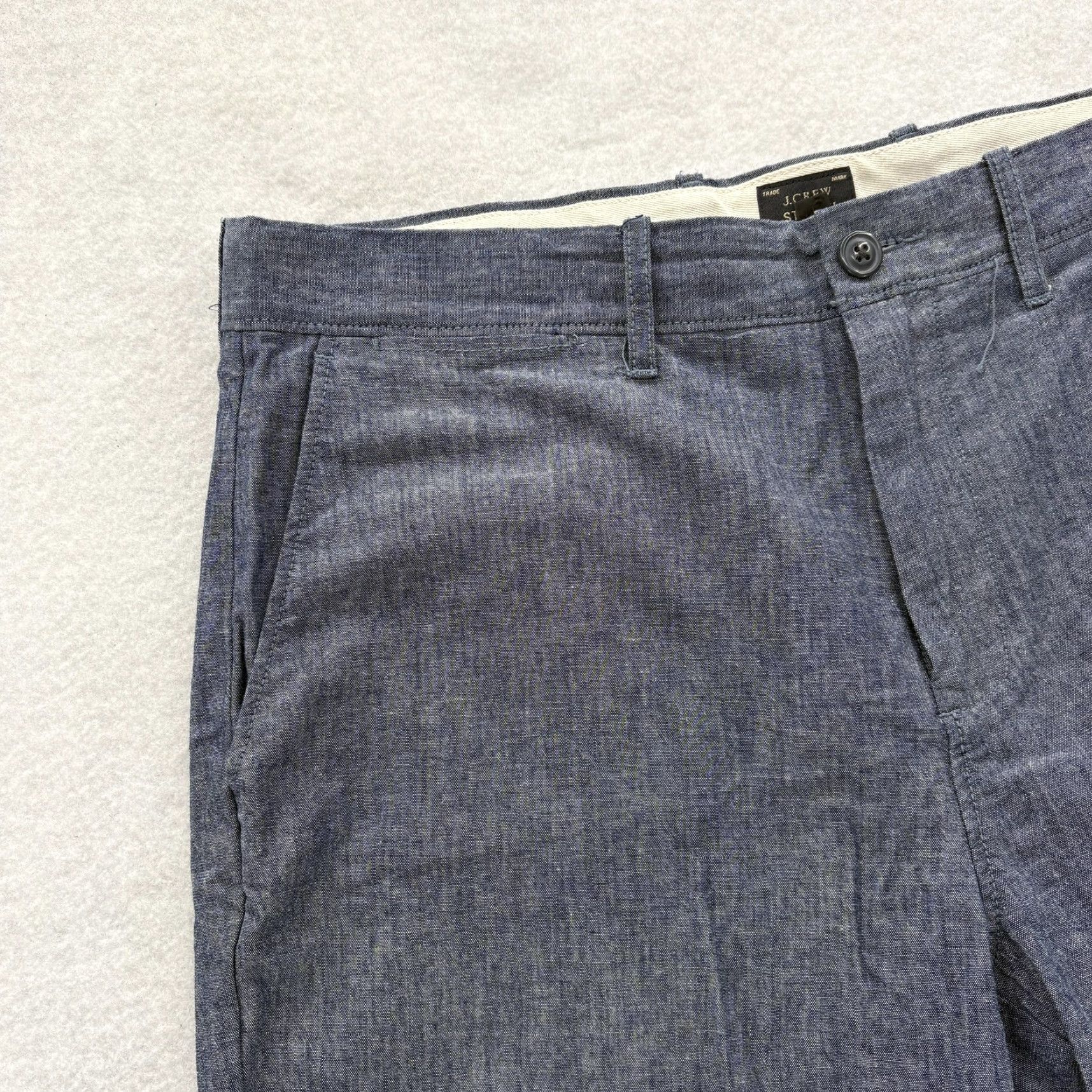 J.Crew VINTAGE J.CREW 770 Pants Mens 33x32 Blue Stretch Chambray Chino Straight Leg Preppy Camp Size US 33 - 3 Thumbnail