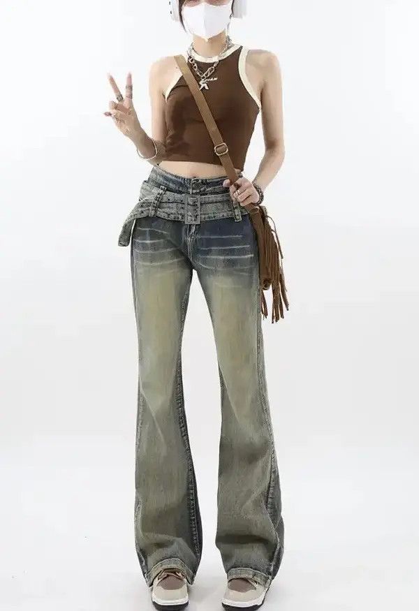 Jean Vintage Washed Blue High Waisted Jeans Size 27" / US 4 / IT 40 - 1 Thumbnail