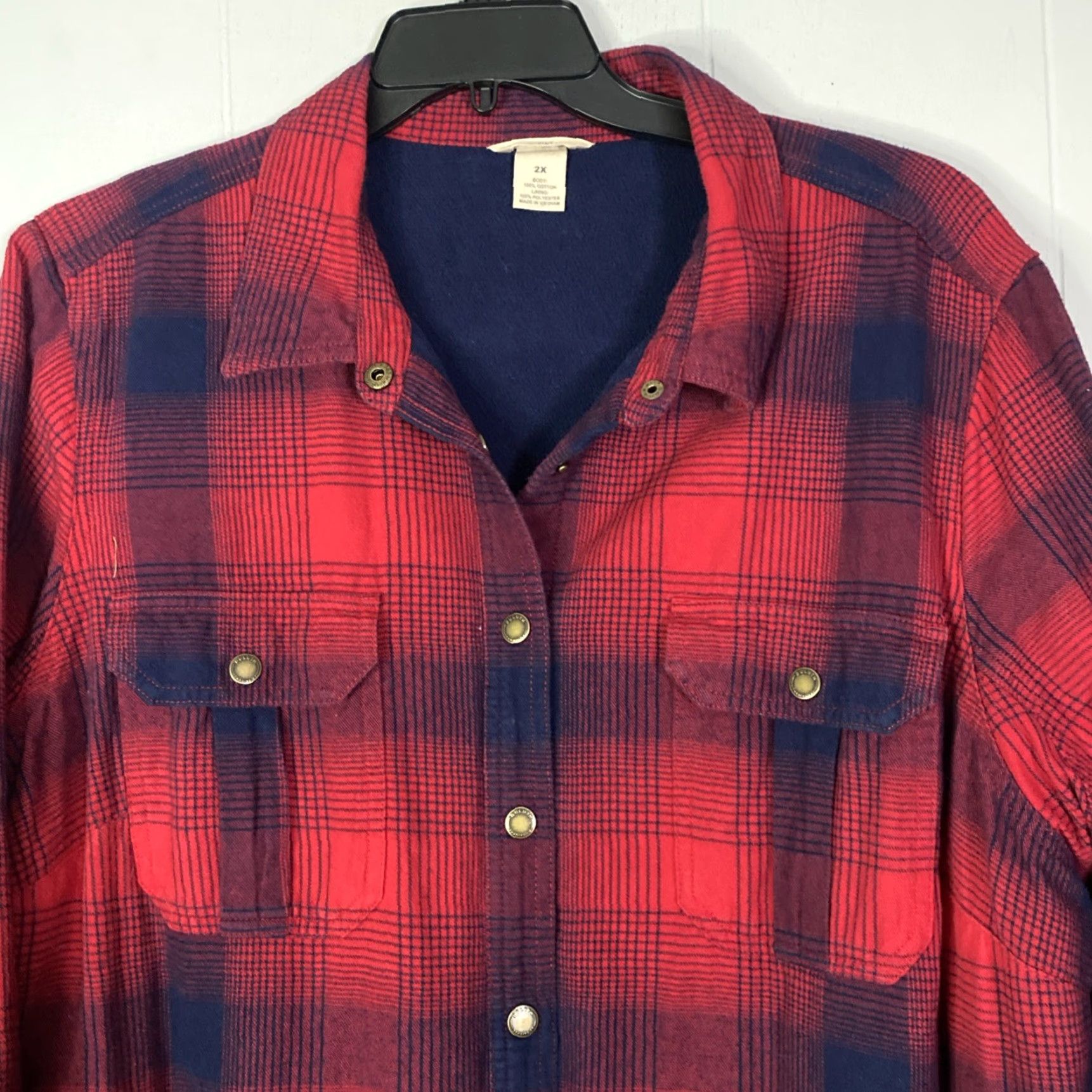Duluth Trading Company Duluth Flannel Heavy Weight Lined Buffalo Plaid 2X Plus Size Button-Up Women Jacket Brown Cotton Plaid 2X Womens Size XXL / US 16-18 / IT 52-54 - 3 Thumbnail