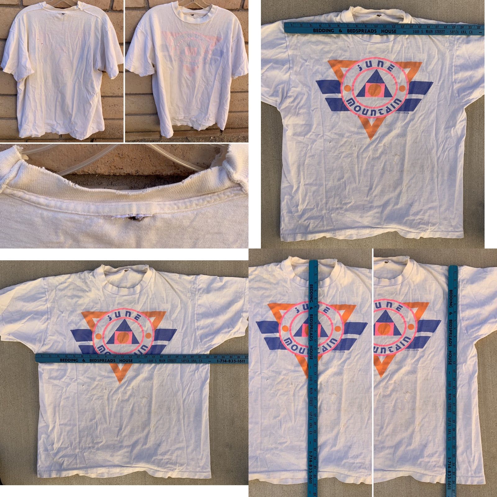Vintage VINTAGE Fresh Produce T-Shirt Shirt One Size Womens White 1980s Neon Geometric Graphic Distressed Holes Cotton casual Size ONE SIZE - 11 Thumbnail