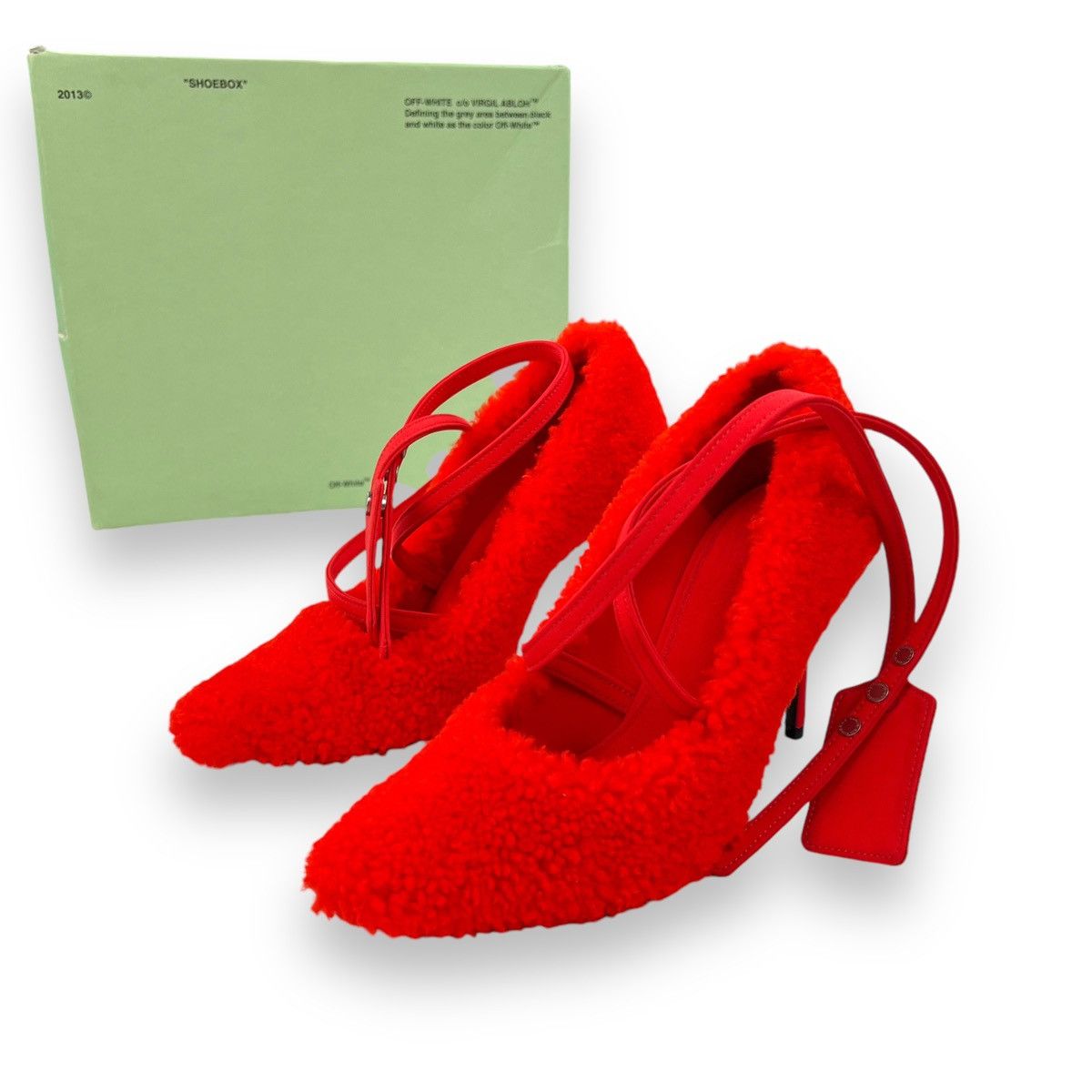 Off-White Off-White Orange Furry Zip Tie Pumps Size US 7 / IT 37 - 1 Thumbnail