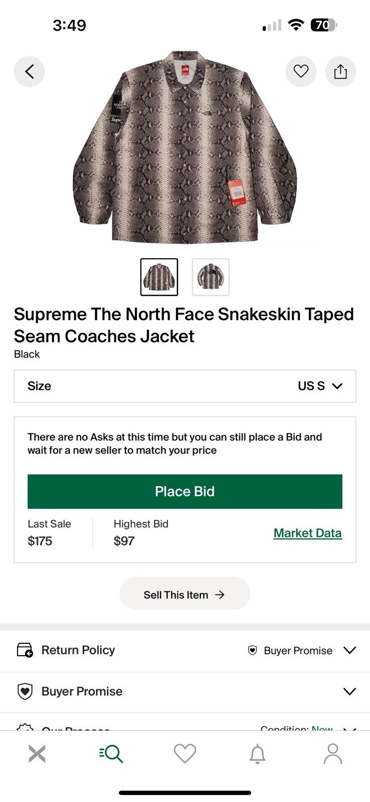 Supreme × The North Face Supreme The North Face Snakeskin Taped Seam Coaches Jacket Size US S / EU 44-46 / 1 - 7 Thumbnail