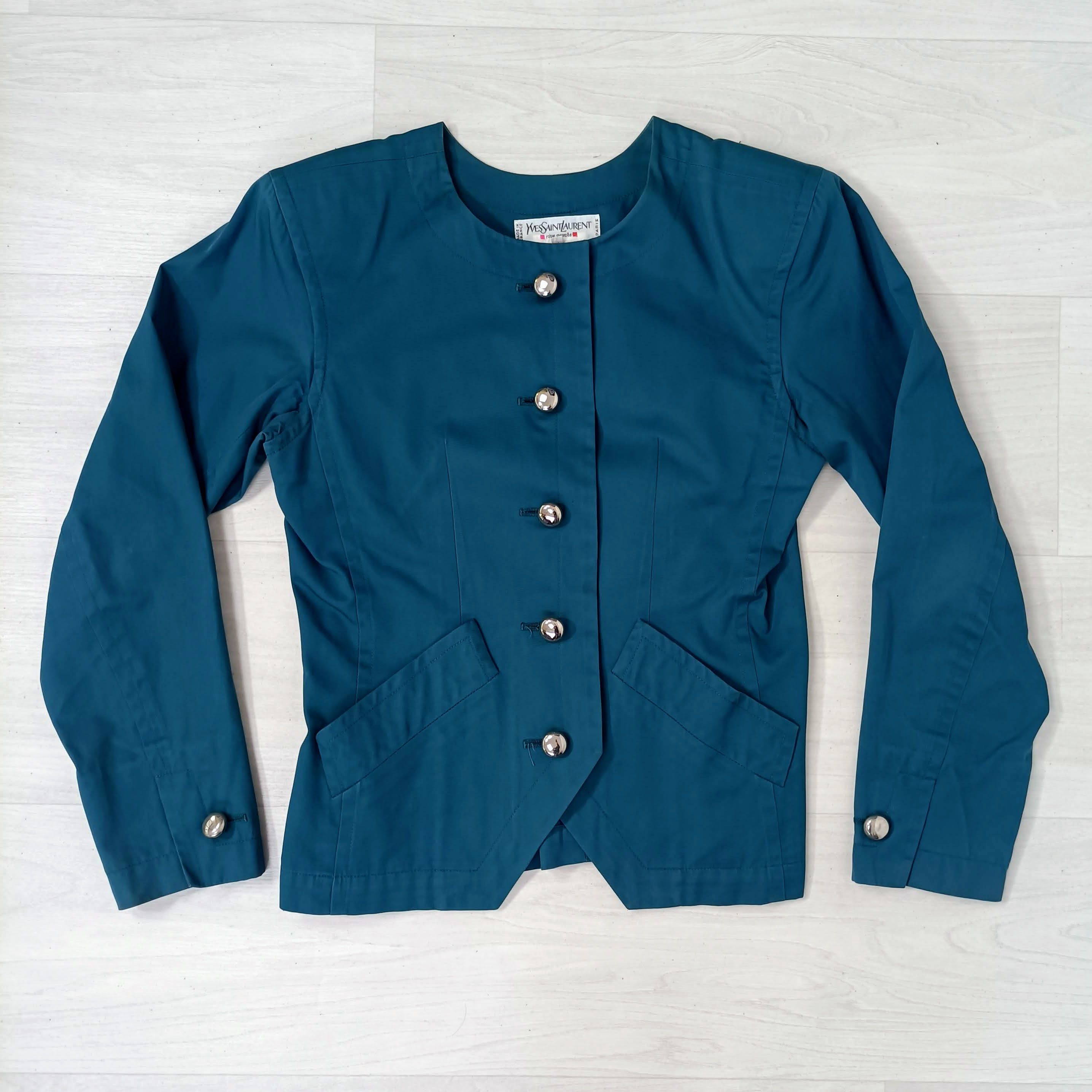 image of YVES Saint Laurent Petrol Green Jacket YSL Vintage in Petrol Blue, Women's (Size XS)