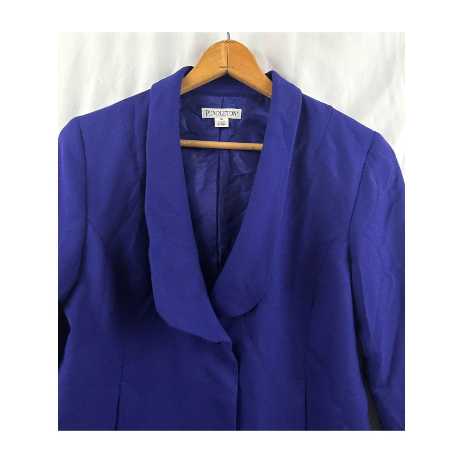 Pendleton VTG 1990s Pendleton Wool Blazer Jacket One-Button Blue 14 Size XL / US 12-14 / IT 48-50 - 10 Thumbnail