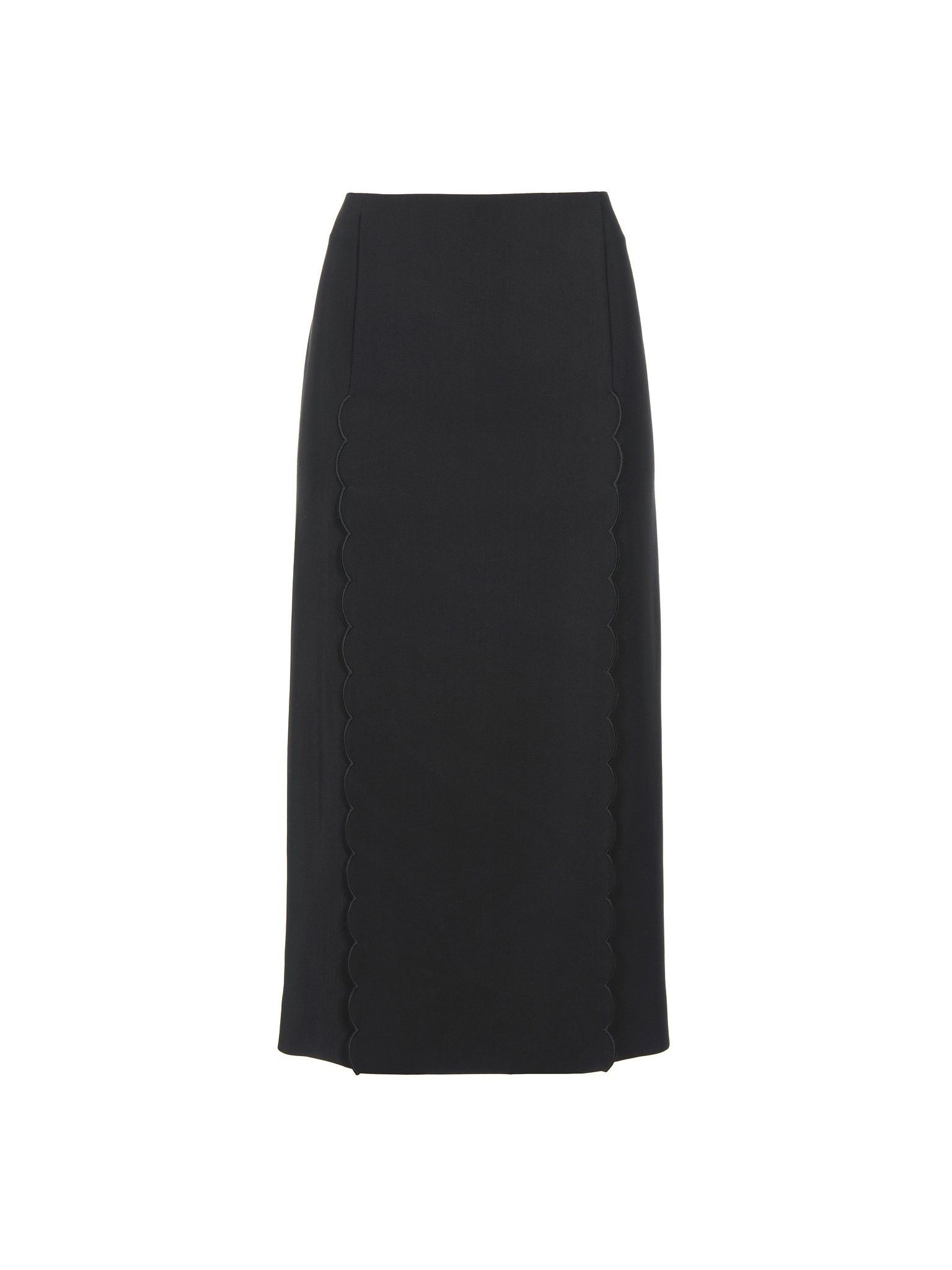 o1loc1c11025 Scallop Embroidered Column Skirt in Black