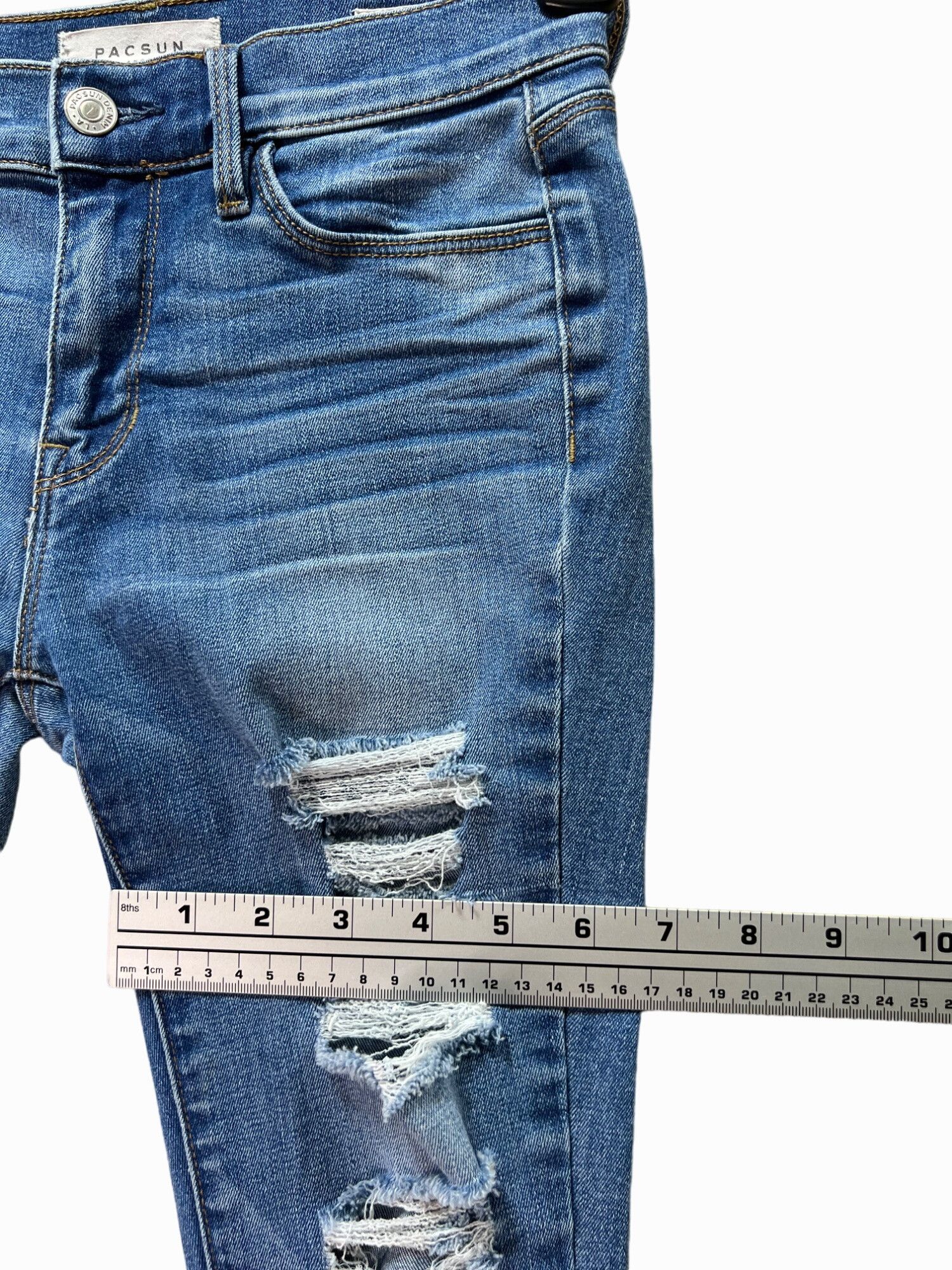 Pacsun Pacsun - Women's Stretch Skinny Jeans Distressed - Blue - 24 Size 42" / US 20 - 5 Thumbnail
