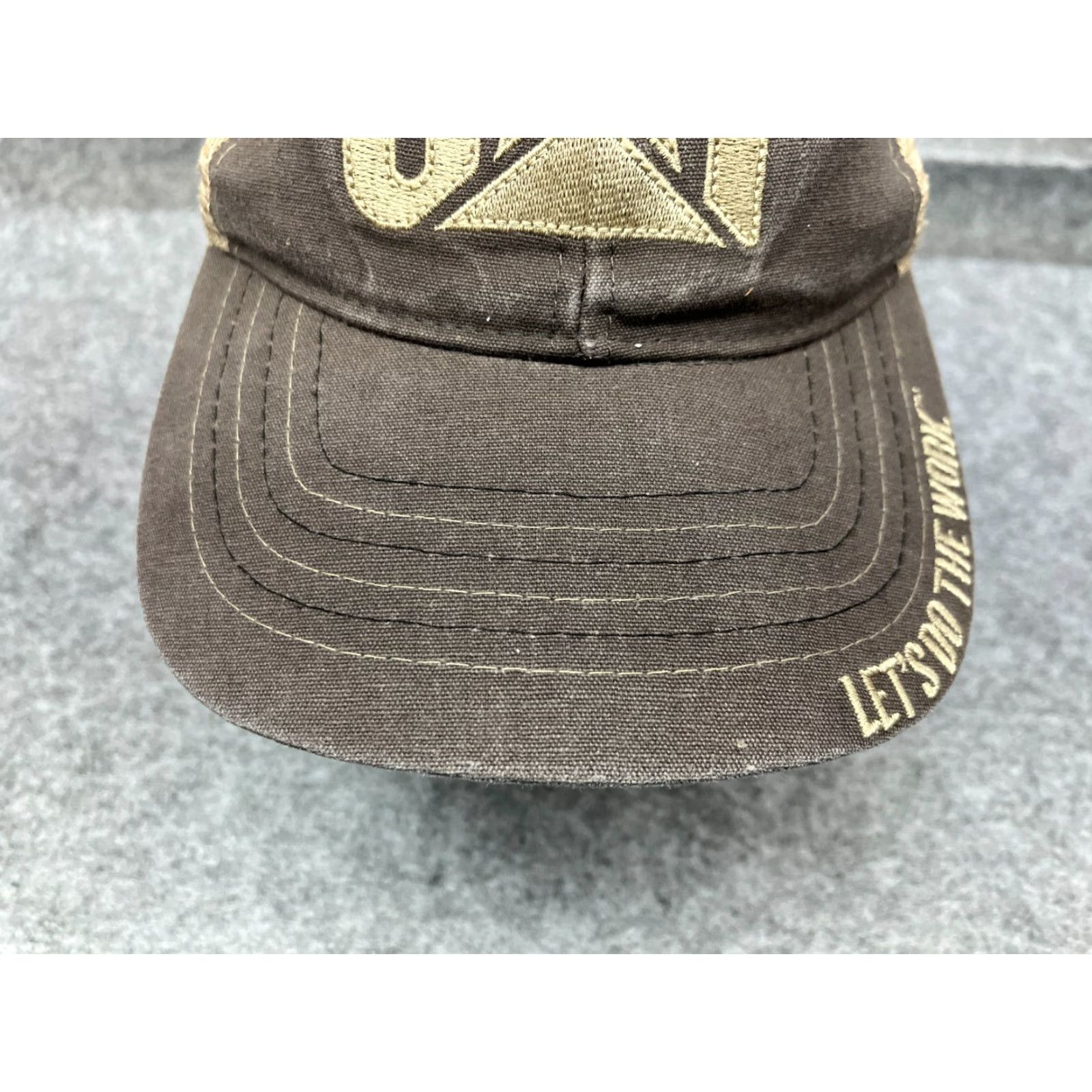 Vintage VINTAGE CAT Hat Cap Strap Back Adult Gray Beige Caterpillar Machinery Trucker Poly Size ONE SIZE - 3 Thumbnail
