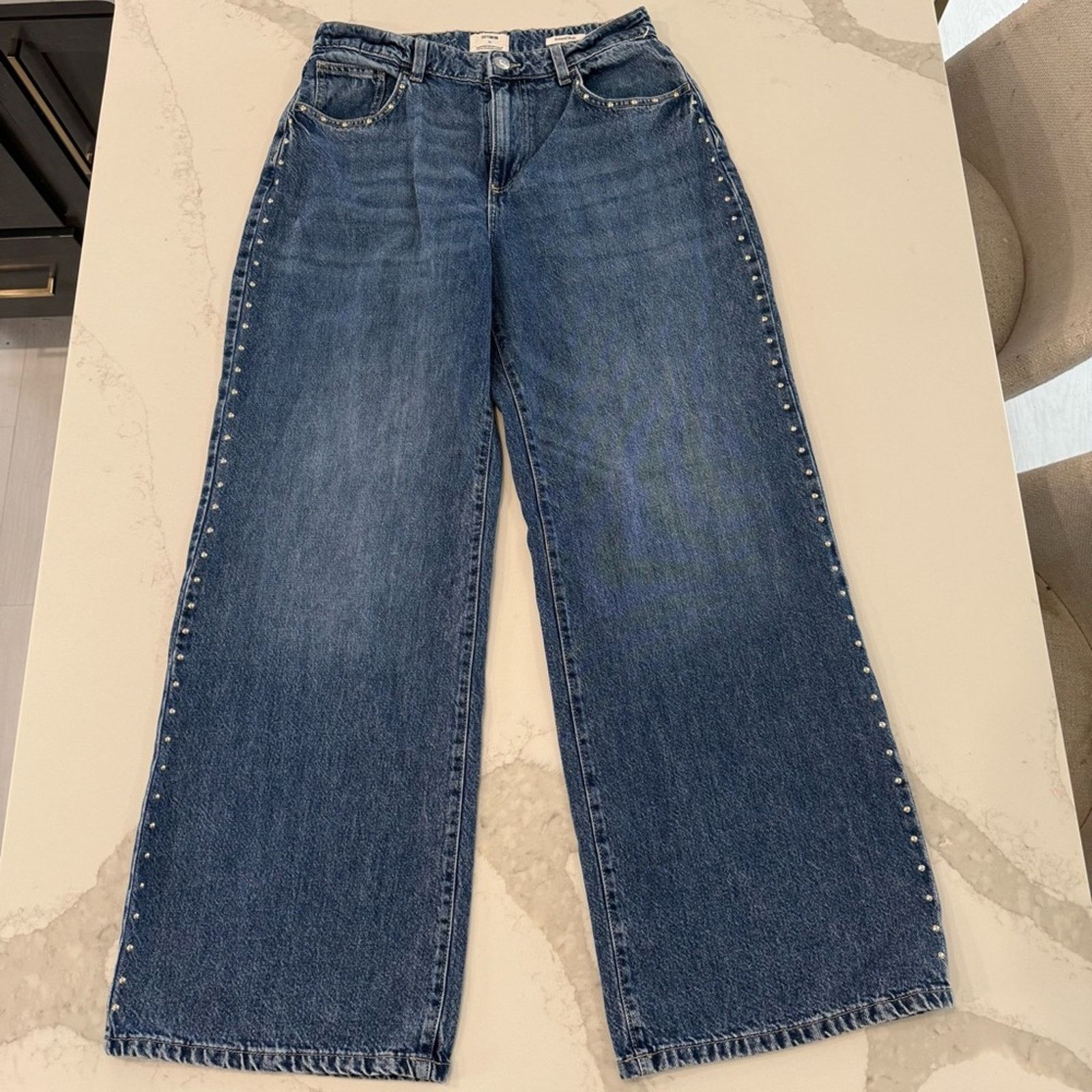 Cotton On Cotton On Relaxed Wide Leg Denim Jean Womens 30 Blue Studded Size 30" / US 8 / IT 44 - 5 Thumbnail