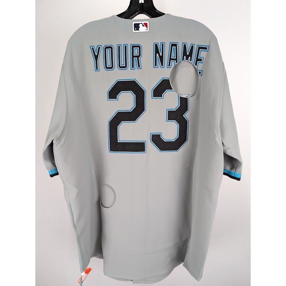 Off-White o1rshd1 MLB-Miami Marlin Cheese Shirt in Grey/Black/Blue Size US M / EU 48-50 / 2 - 12 Thumbnail