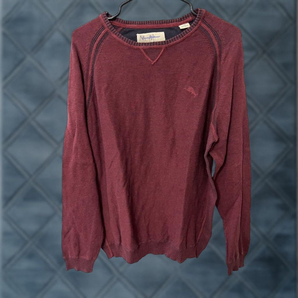 Tommy Bahama VINTAGE Tommy Bahama Shirt Men L Burgundy Red 100% Cotton Crew Neck Pullover Embroidered Logo Classic Outdoor Preppy Mens Size US L / EU 52-54 / 3 - 1 Thumbnail