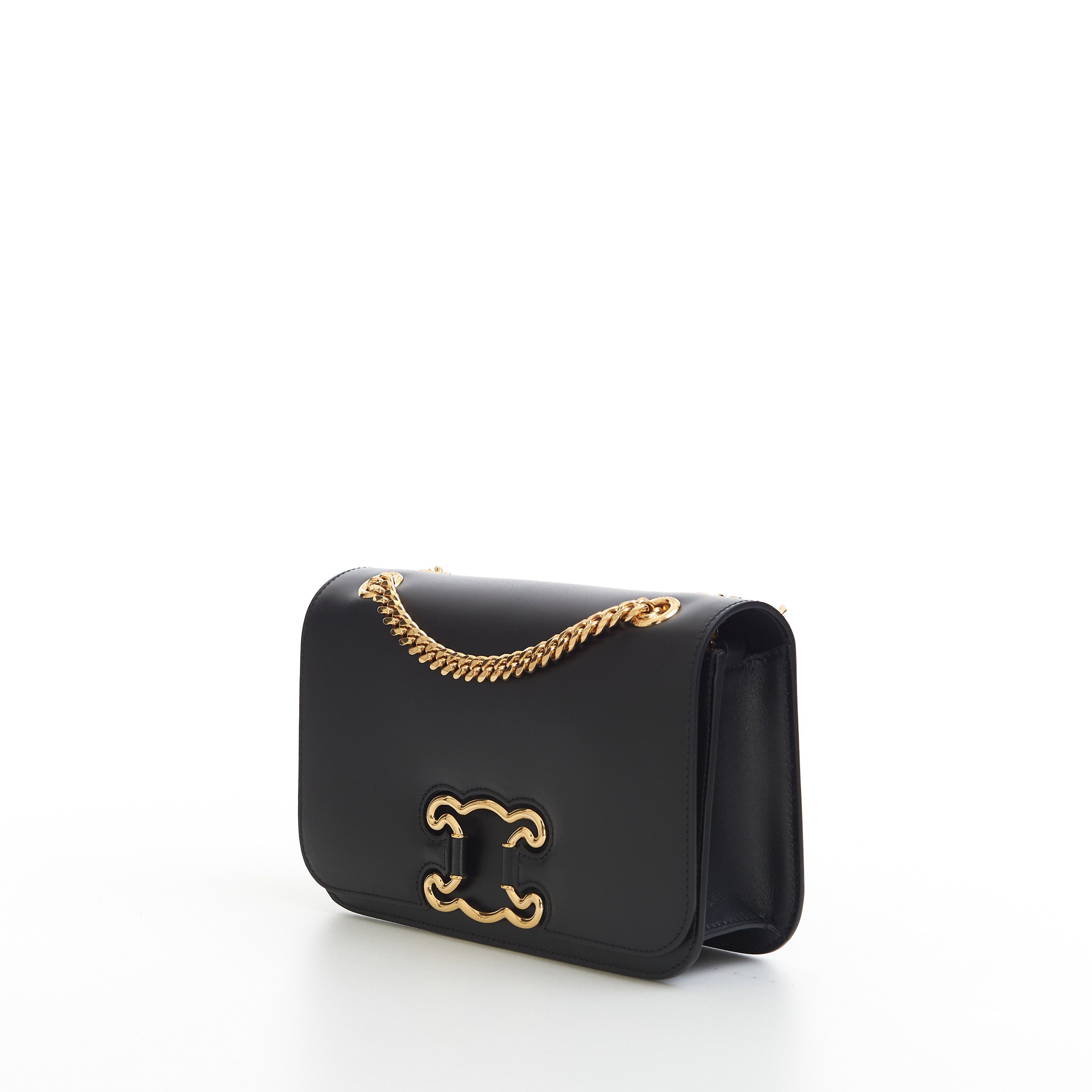 Celine Medium Bag Triomphe Frame In Black Shiny Calfskin Size ONE SIZE - 14 Thumbnail