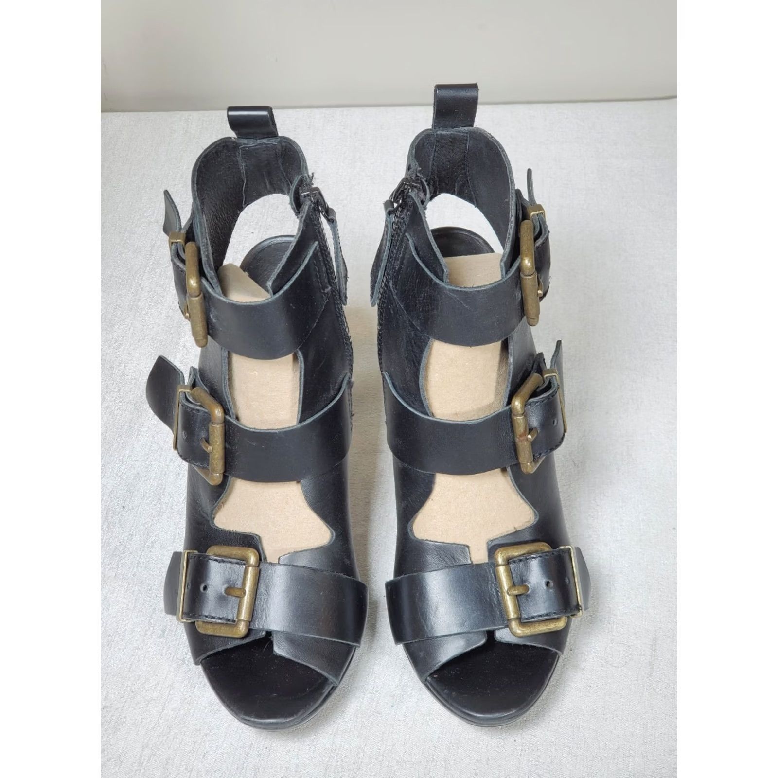 Diesel Diesel Riley Black Leather Strappy Platform High Heeled Sandals Women's US 10 EU 41 Size US 10 / IT 40 - 7 Thumbnail