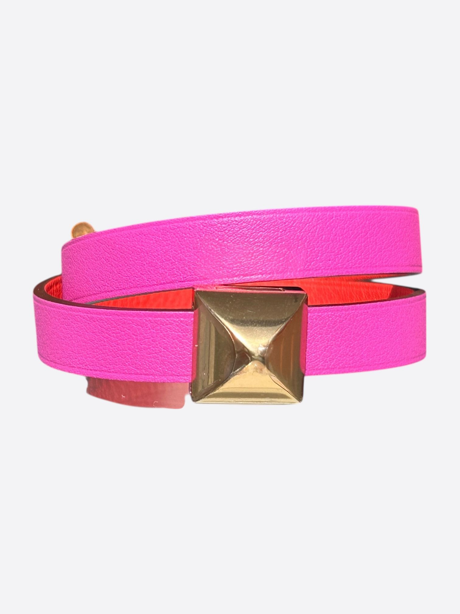 Hermes Hermes Pink Swift & Gold Hardware Medor Double Tour Bracelet Size ONE SIZE - 1 Thumbnail