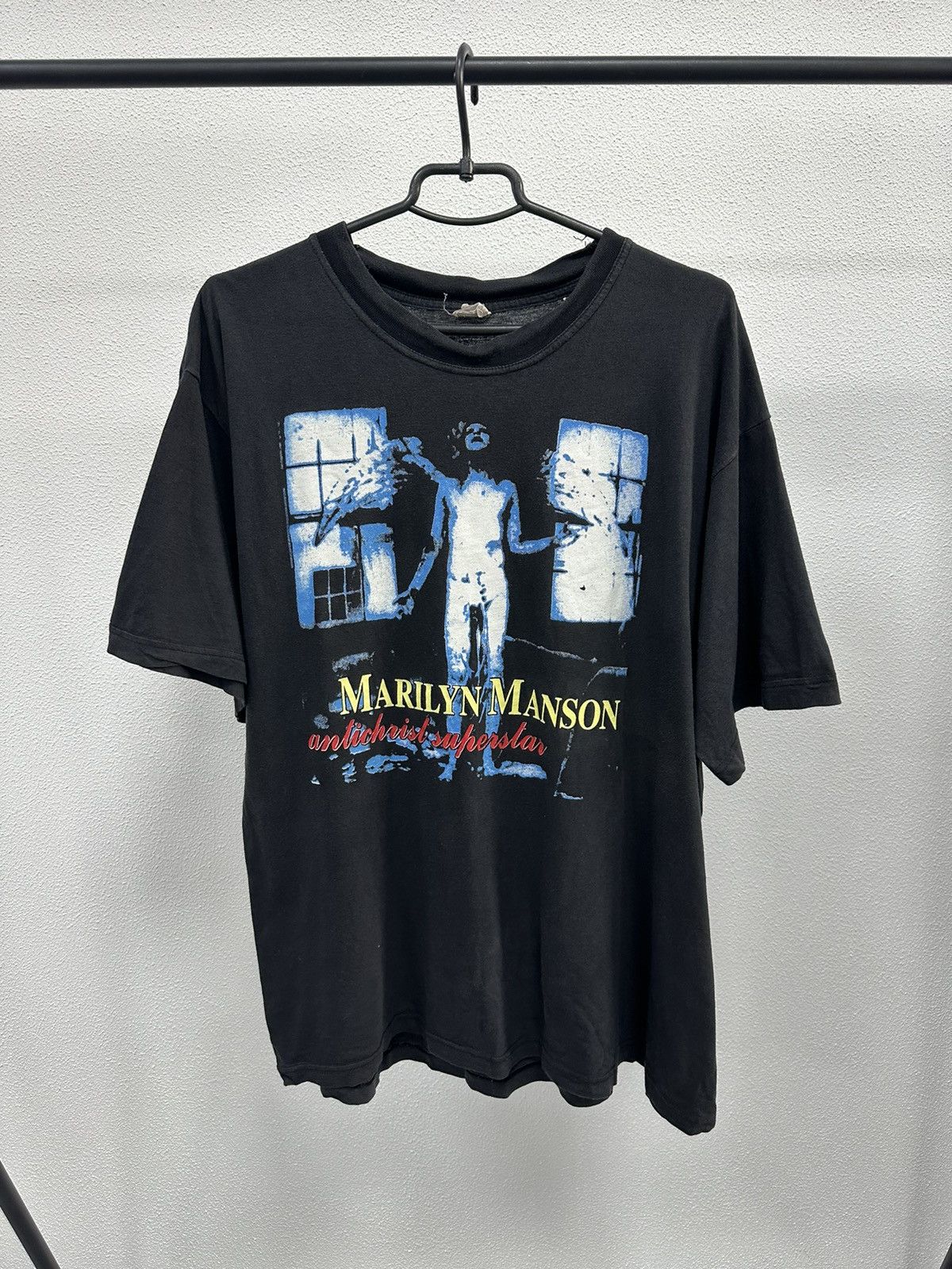 Band Tees × Vintage Marilyn Manson Vintage 90's Band Logo T Shirt Size US XL / EU 56 / 4 - 1 Thumbnail