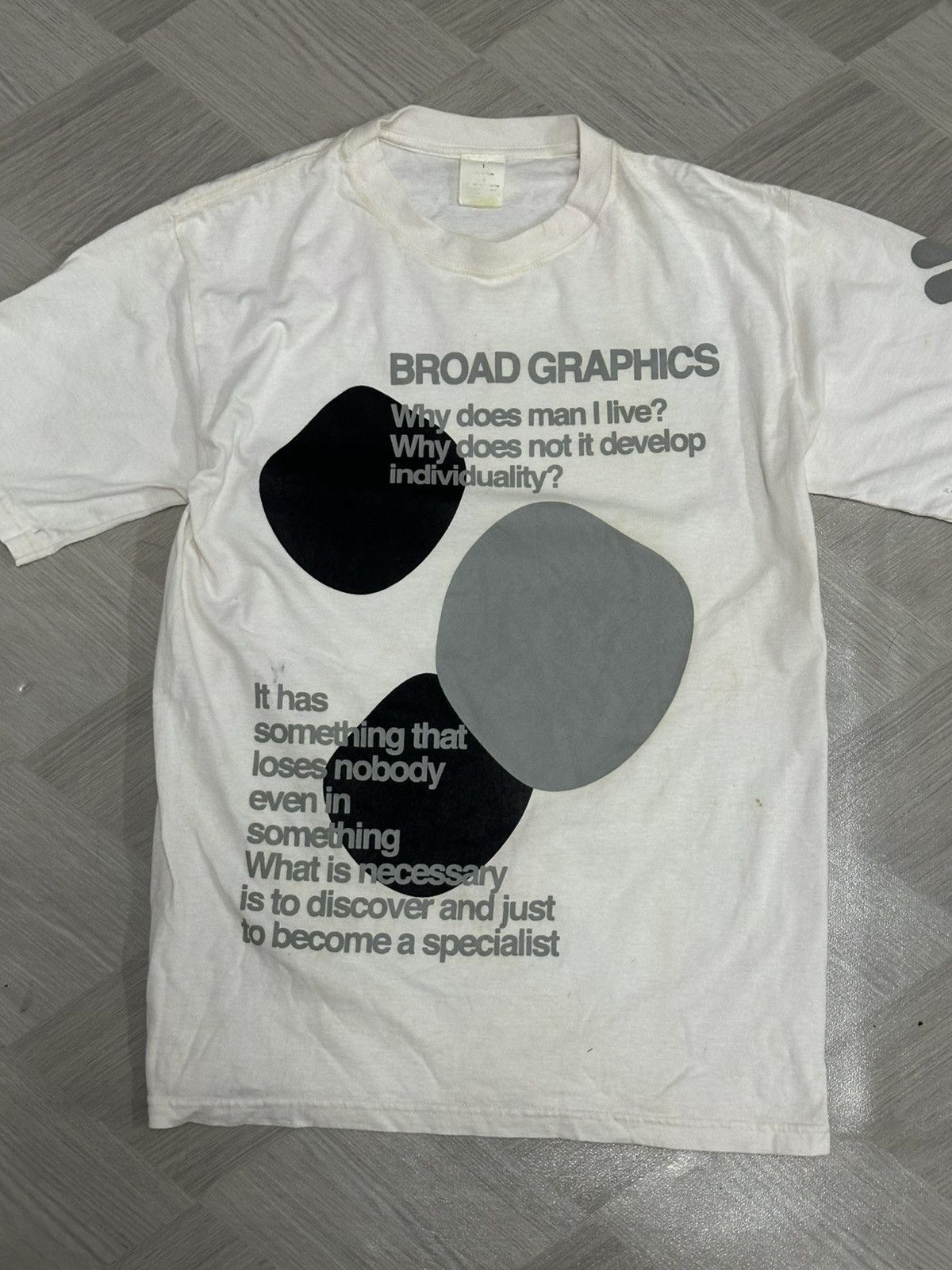 Designer Vintage 1990 Broad Graphics “Why Does Man Alive” T-Shirt Size US M / EU 48-50 / 2 - 4 Thumbnail