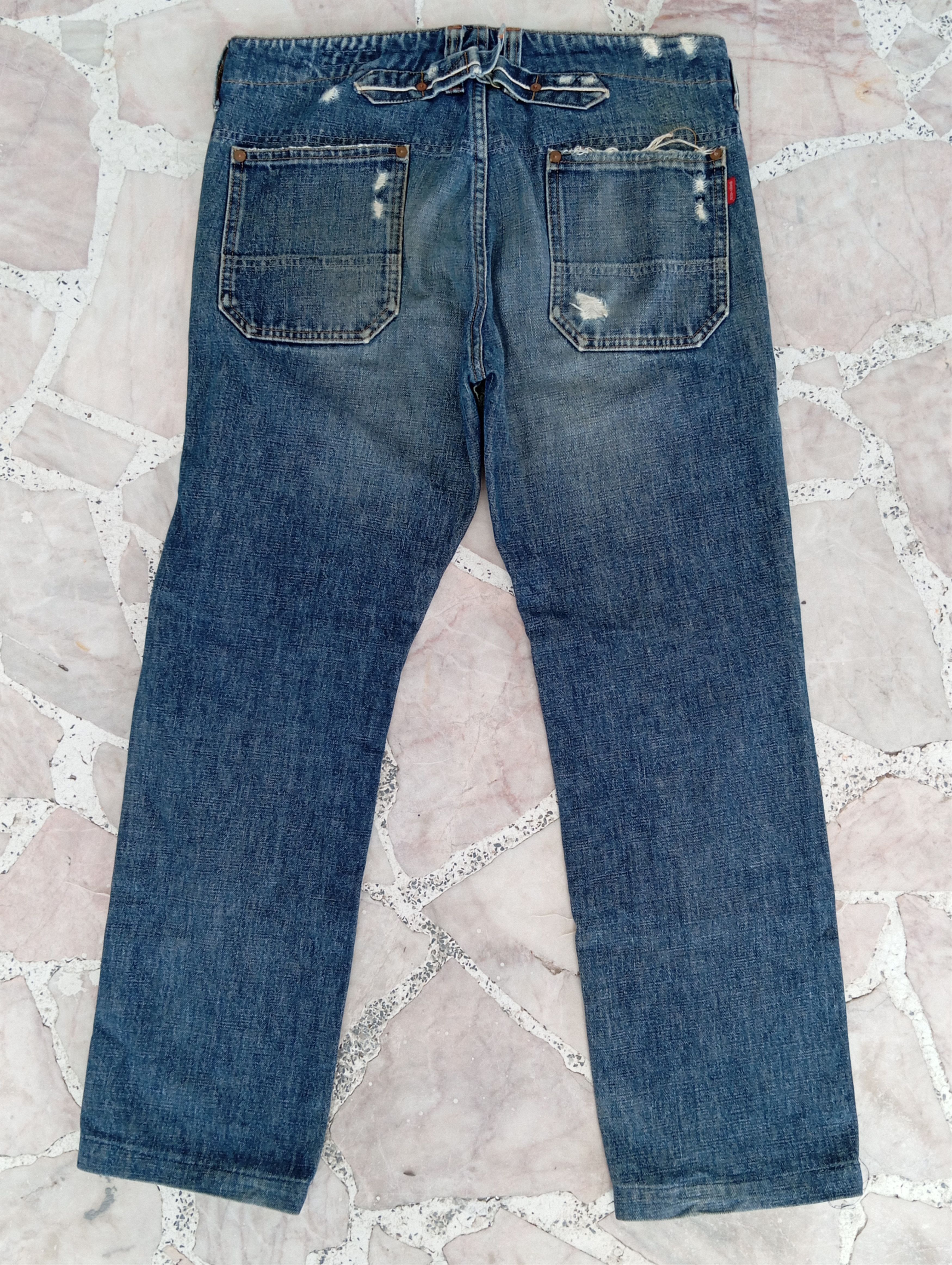 Other Denim Carpenter Distressed Denim with back buckle Size US 31 - 6 Thumbnail