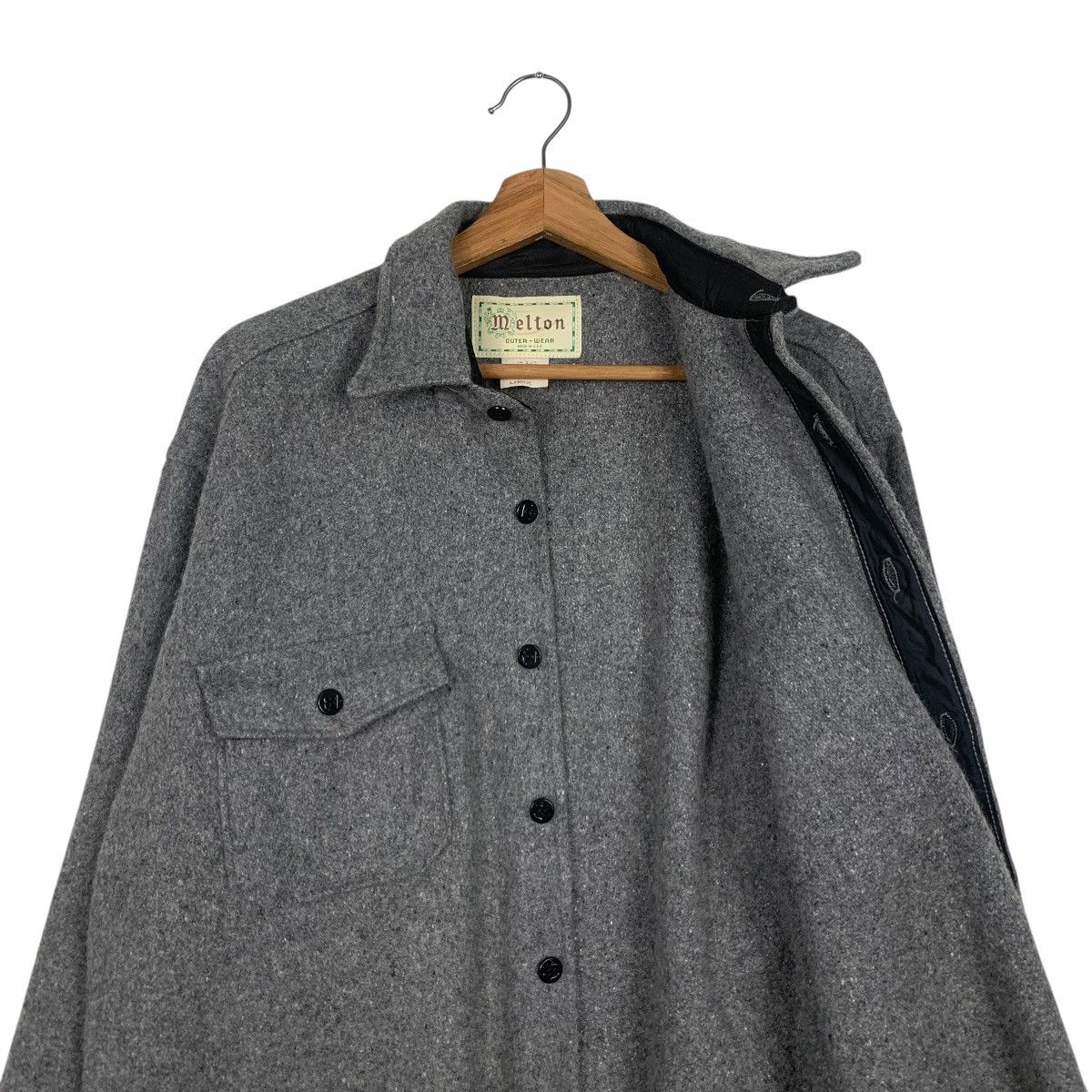 Flannel MELTON Made in Usa Outerwear Wool Gray Flannel #1813-C20 Size US L / EU 52-54 / 3 - 10 Thumbnail