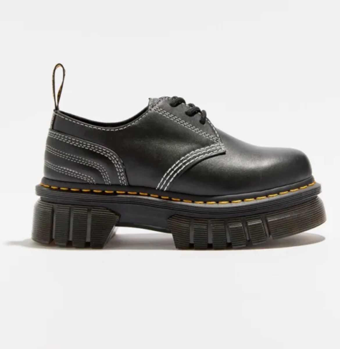 Dr Martens Audrick White Stitch 3-Eye Platform Oxford Shoes - Main Image