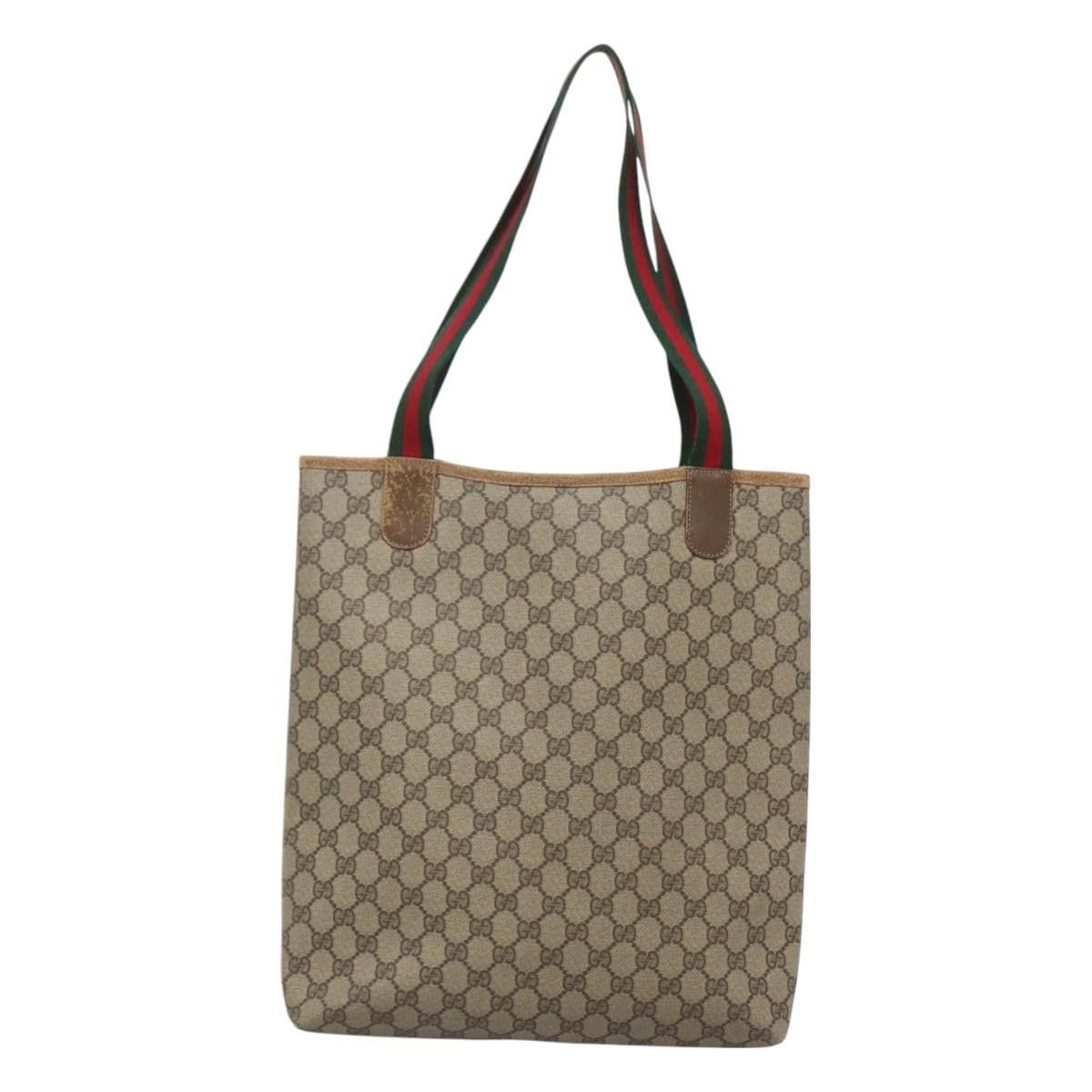 Gucci GUCCI GG Supreme Web Sherry Line Tote Bag Pvc Beige Red 40 Size ONE SIZE - 3 Thumbnail