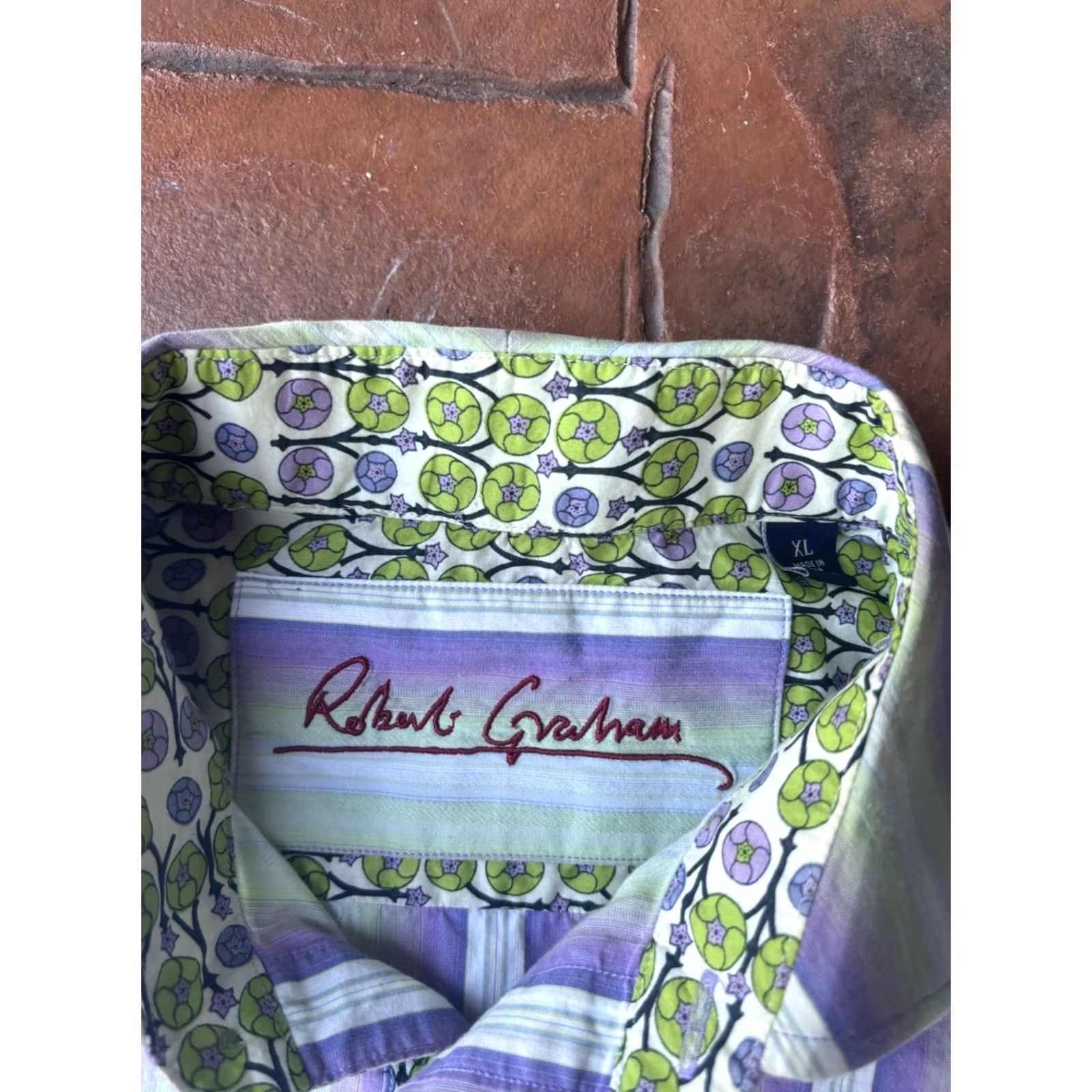 Robert Graham VINTAGE Robert Graham Button Down Striped Blue Dress Shirt Men’s XL Flip Cuff Size 46R - 2 Thumbnail
