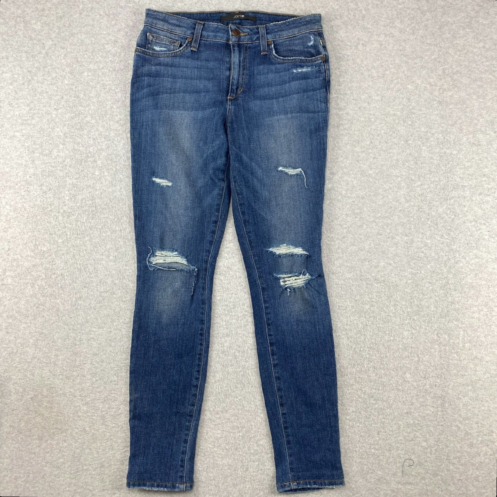 Vintage Joe's Jeans Womens Jeans 27 Blue Mid-Rise Skinny Distressed Stretch Cotton Denim Size 27" / US 4 / IT 40 - 2 Thumbnail
