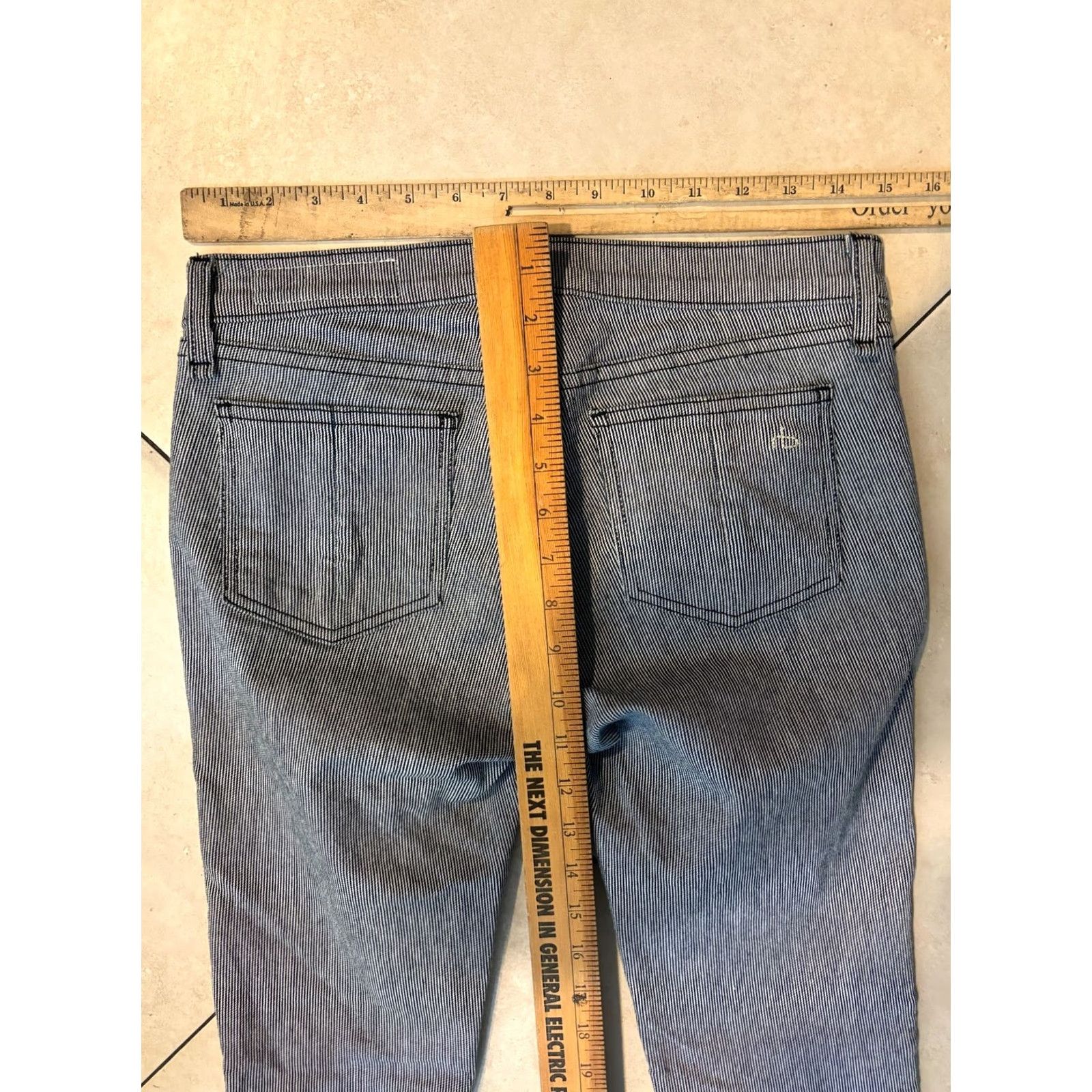Rag & Bone rag & bone Pinstripe Pants Women's Size 26 Cotton Blend Slim Inseam 28in Gray/Black Hook Zip Pockets Tailored USA 8/10 Size 26" / US 2 / IT 38 - 7 Thumbnail
