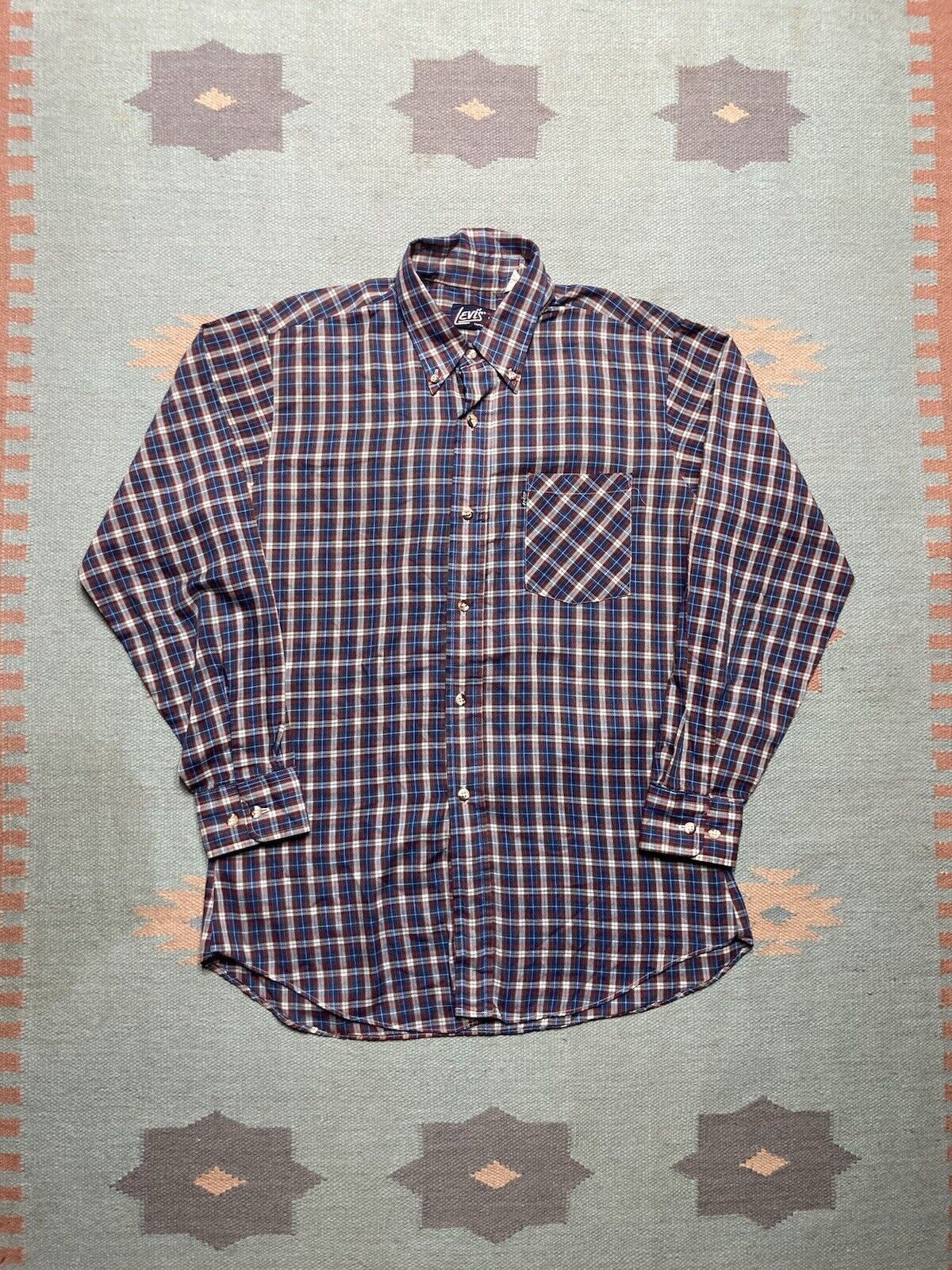 Levi's × Vintage VTG 70s Levis button shirt plaid check lightweight large Size US L / EU 52-54 / 3 - 1 Thumbnail