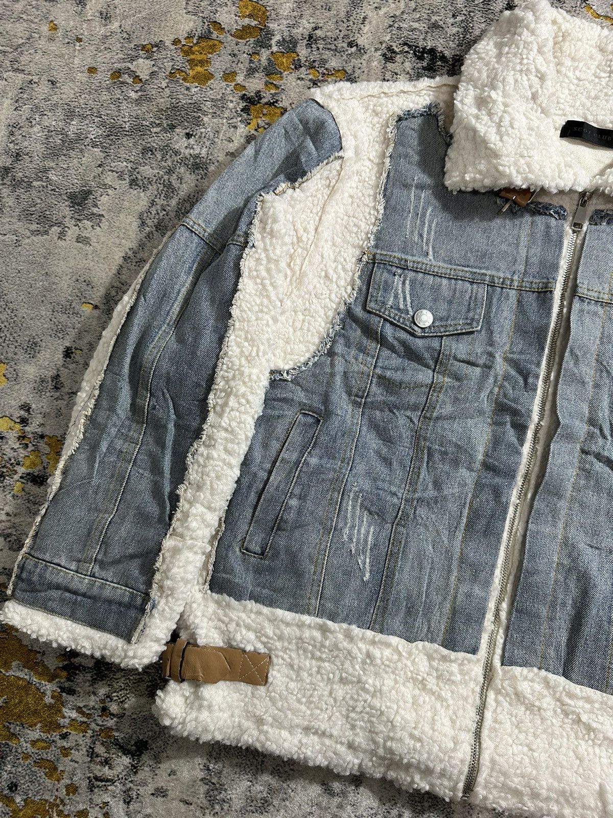 20471120 RARE SCOT CLUB BONDAGE SHERPA DENIM JACKET VERY NICE DESIGN Size US XL / EU 56 / 4 - 4 Thumbnail