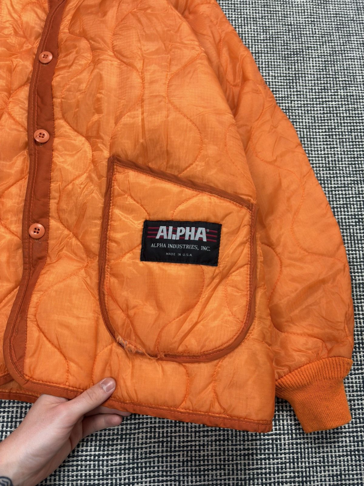 Alpha Industries 90s Alpha industries made in U.S.A. Orange liner Bomber jckt Size US XL / EU 56 / 4 - 5 Thumbnail