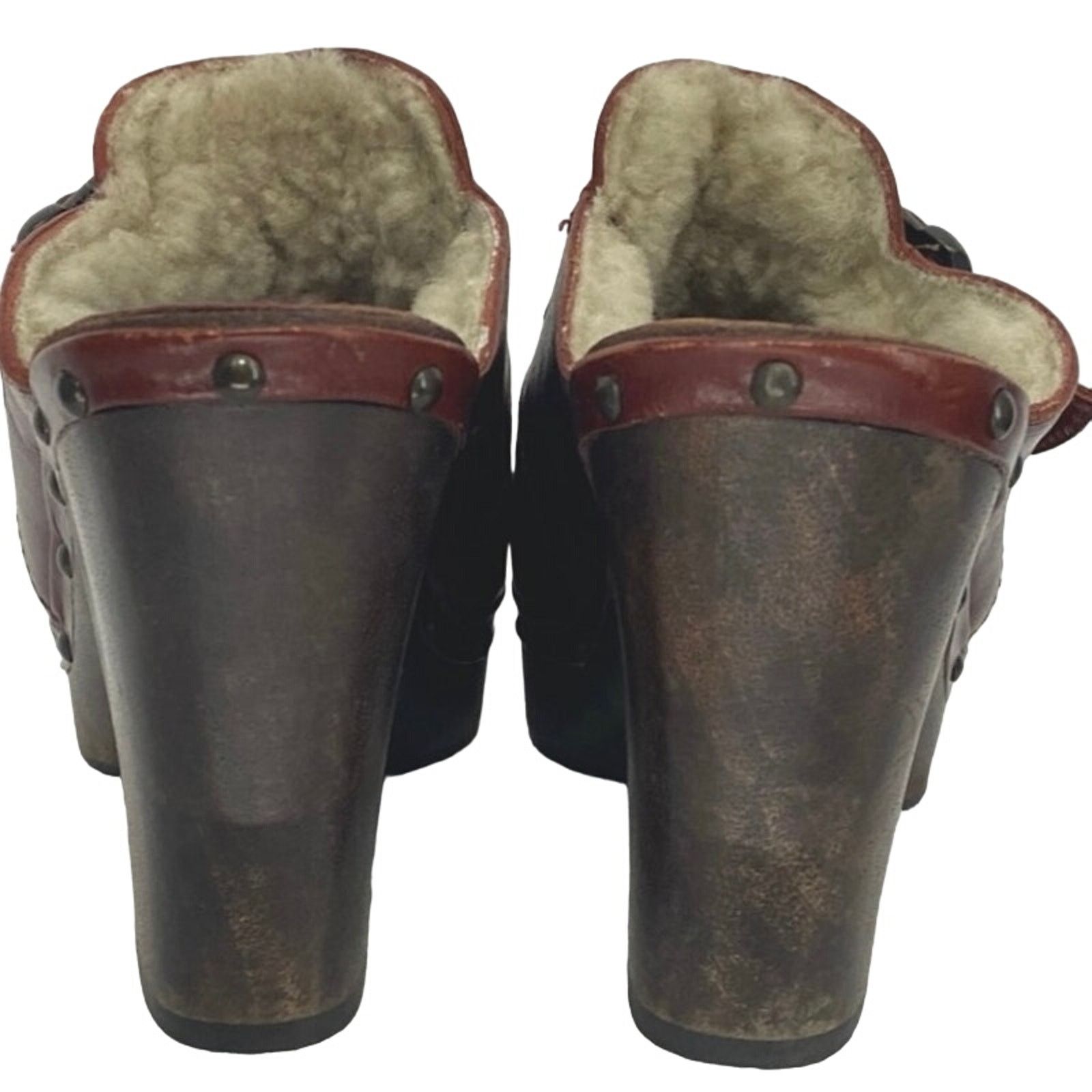 Frye Frye Ella Leather Clogs burg leather shearling women sz 7 Size US 7 / IT 37 - 4 Thumbnail