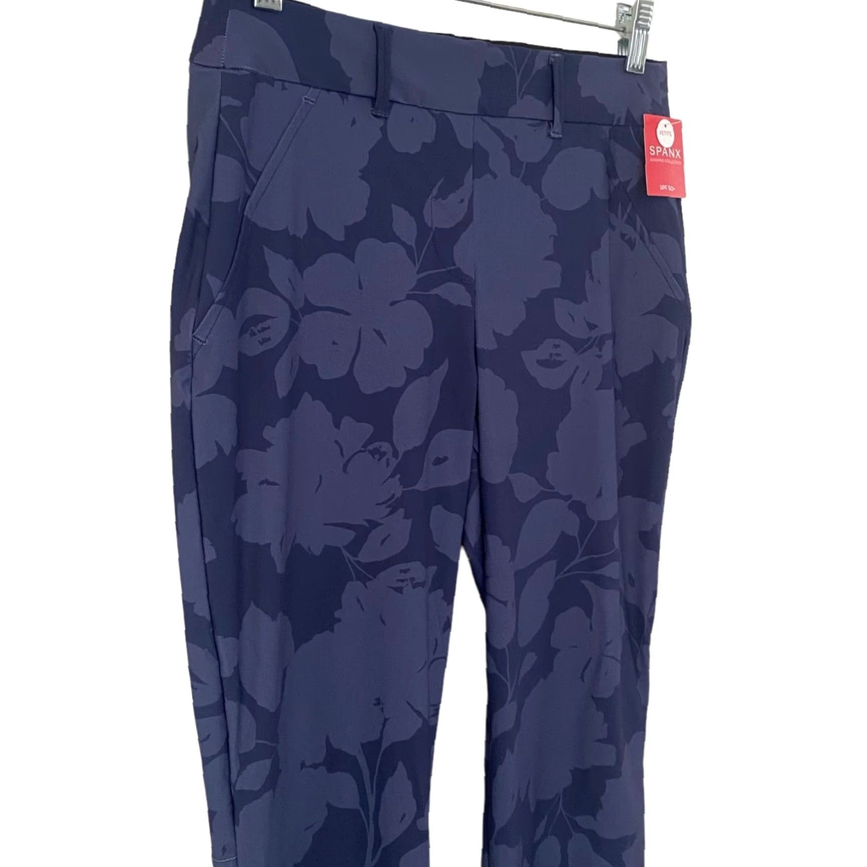 Spanx VINTAGE Spanx Sunshine Kick Flare Pants Blue Floral High-Rise Stretch Petite Small New Size 28" / US 6 / IT 42 - 4 Thumbnail