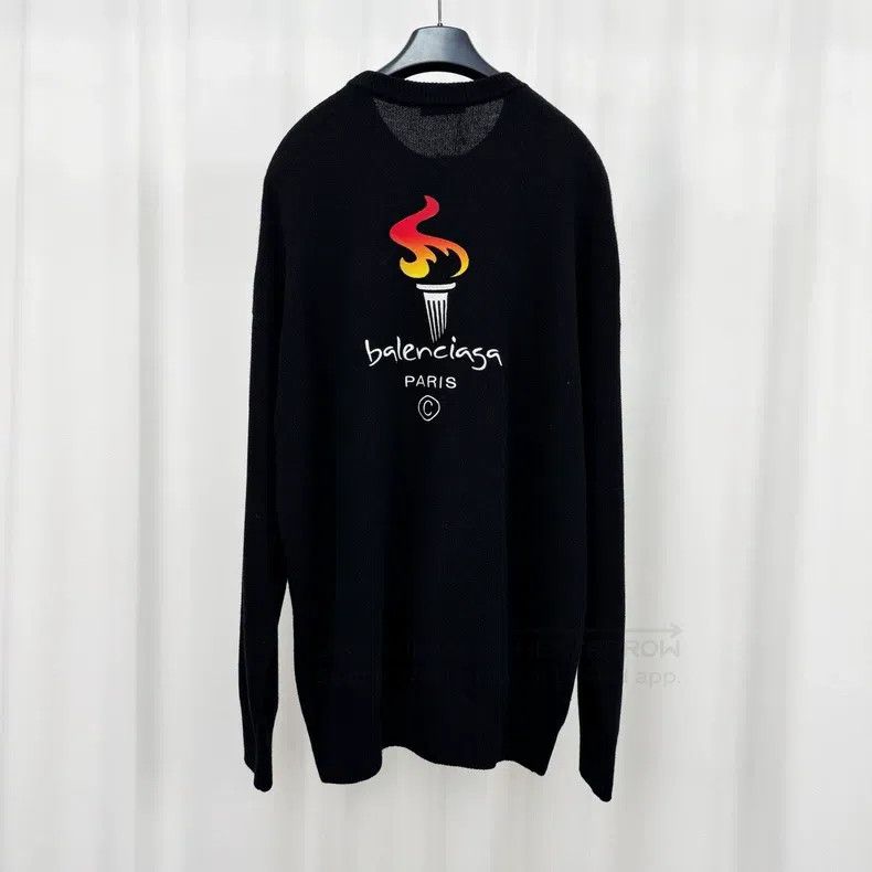Balenciaga Balenciaga Torch Embroidered Letter Wool Sweater Size US S / EU 44-46 / 1 - 2 Thumbnail