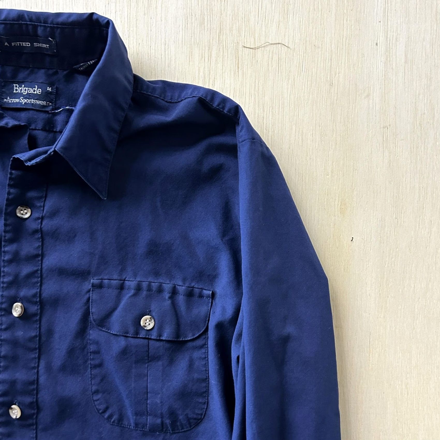 Arrow VINTAGE Brigade Arrow Sportswear Shirt Mens Medium Blue Long Sleeve Button Up Size US M / EU 48-50 / 2 - 2 Thumbnail