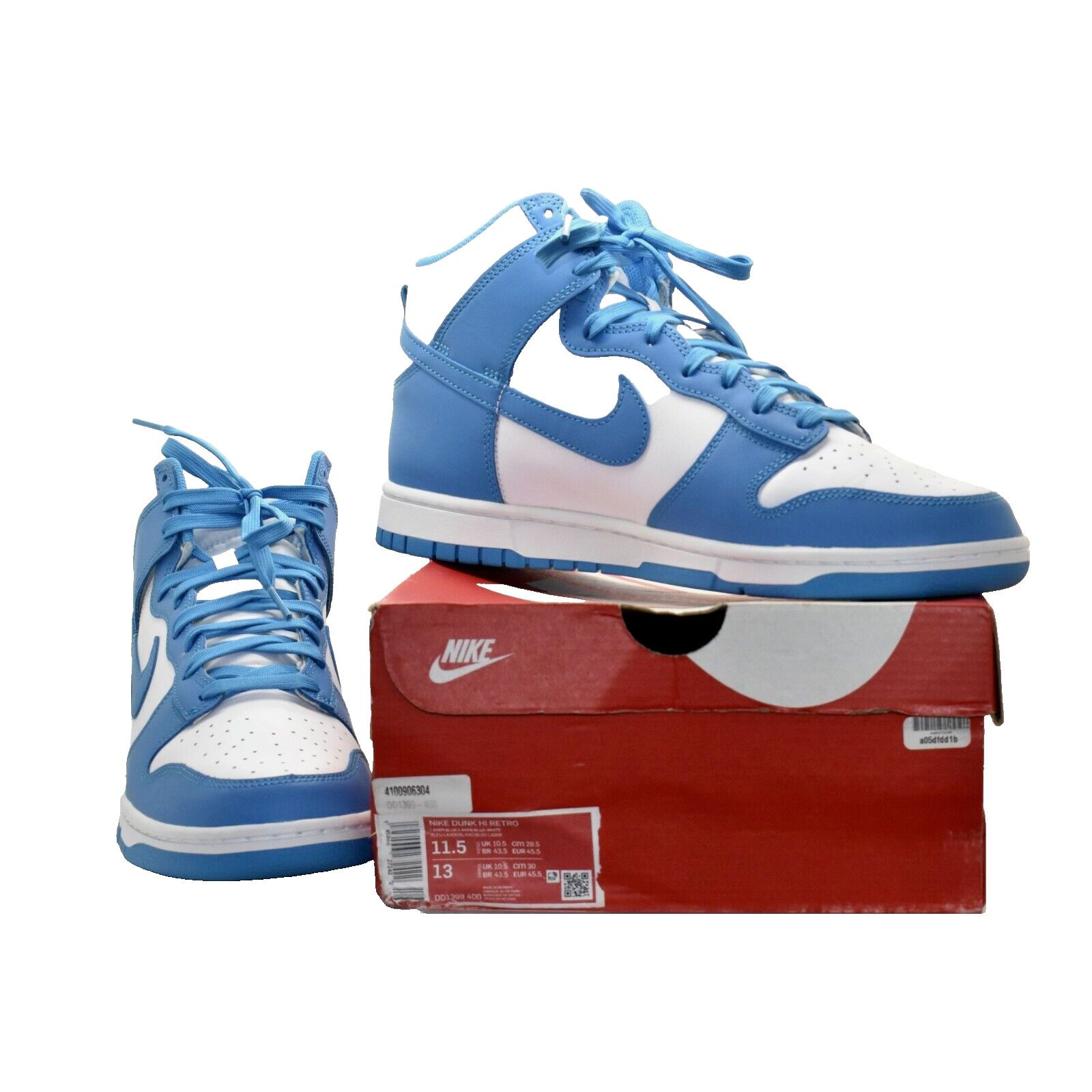 Nike NEW NIKE Dunk Hi Retro Blue White Sneaker DD1399-400 Sz 11.5 Size US 11.5 / EU 44-45 - 1 Thumbnail