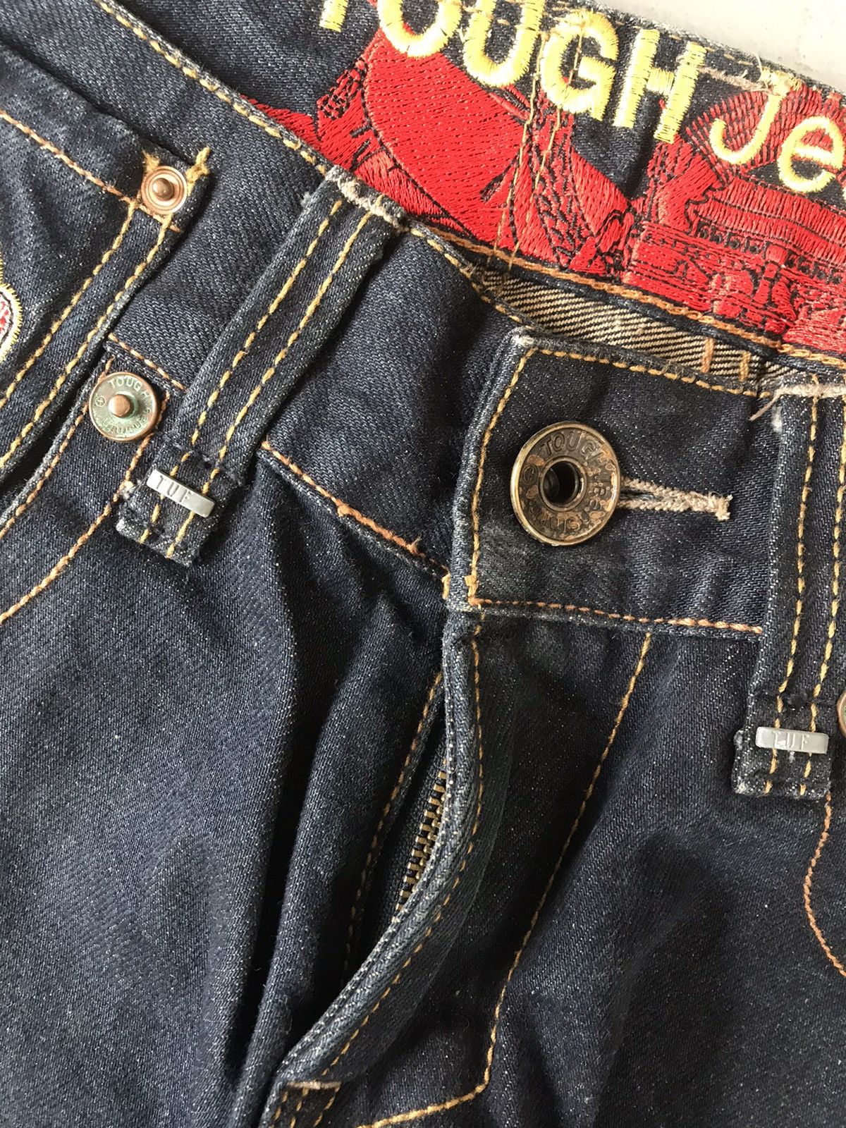 Vintage Vintage tough jeansmith rare embroidered straight fit denim Size US 29 - 6 Thumbnail