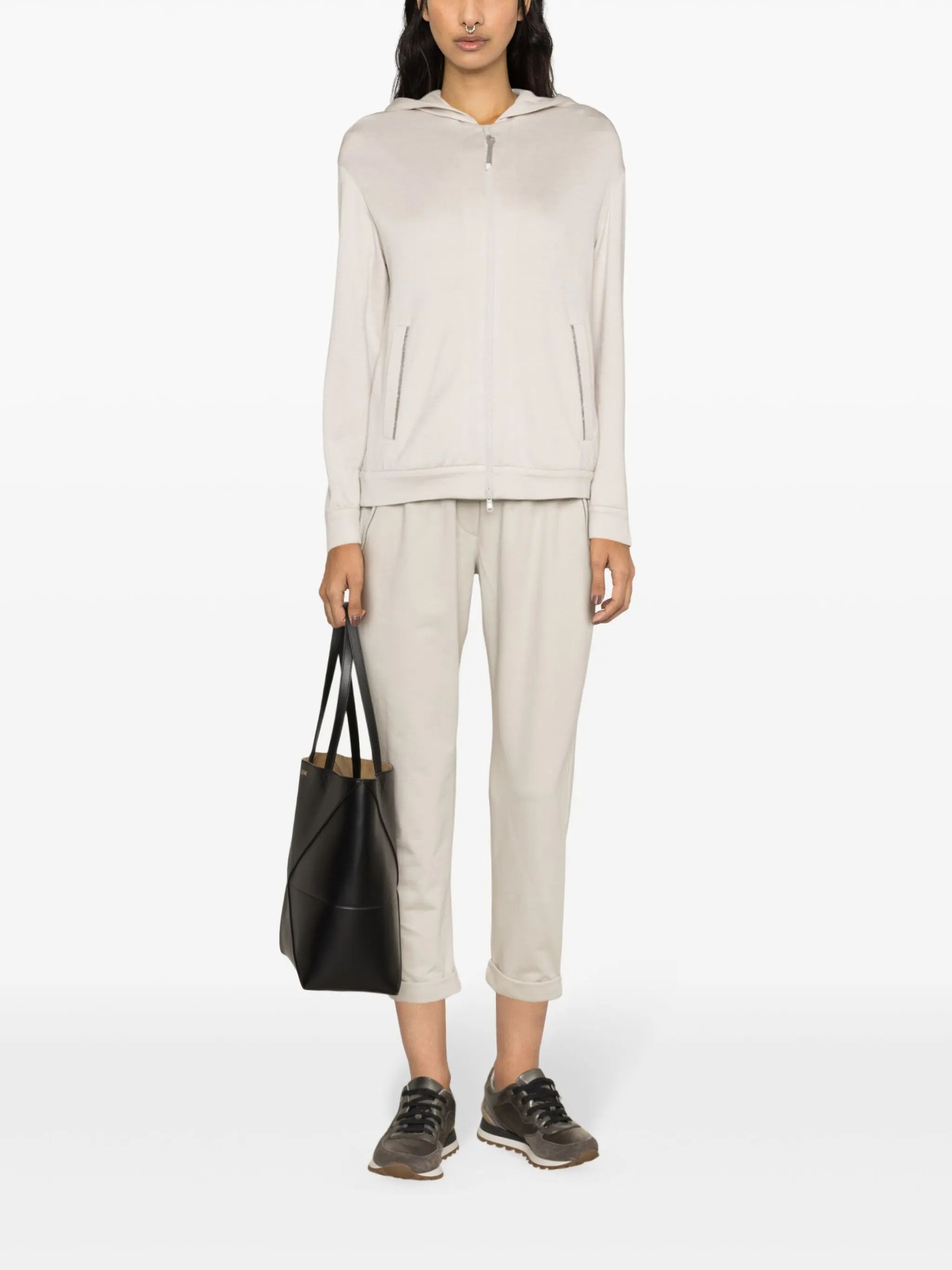 Brunello Cucinelli o1y0825 Hooded Sweatshirt in Beige Size XS / US 0-2 / IT 36-38 - 4 Thumbnail