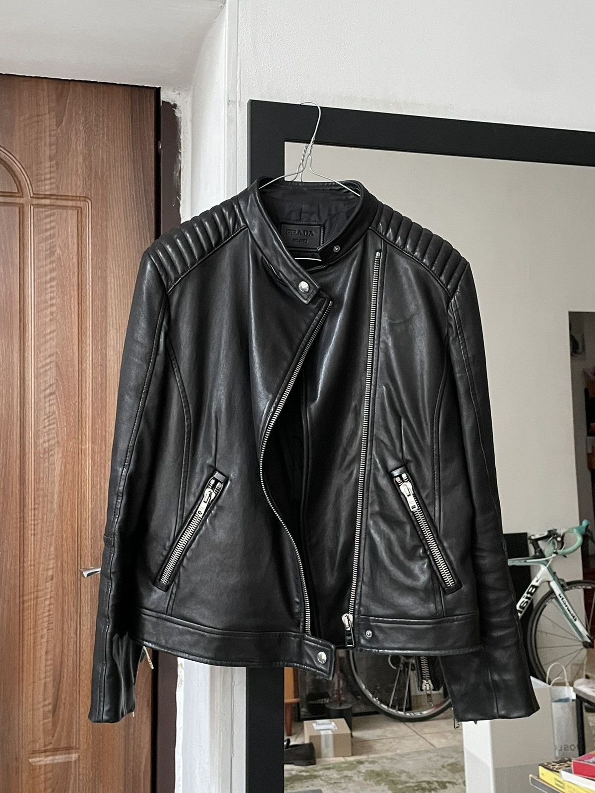 Prada Prada Biker leather zip jacket Size L / US 10 / IT 46 - 15 Thumbnail