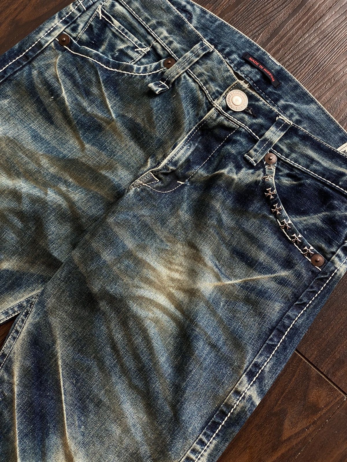 Tornado Mart WHISKER WAXED STUDDED BLUEWAY JEANS MAKER MADE IN NIPPON Size US 34 / EU 50 - 11 Thumbnail